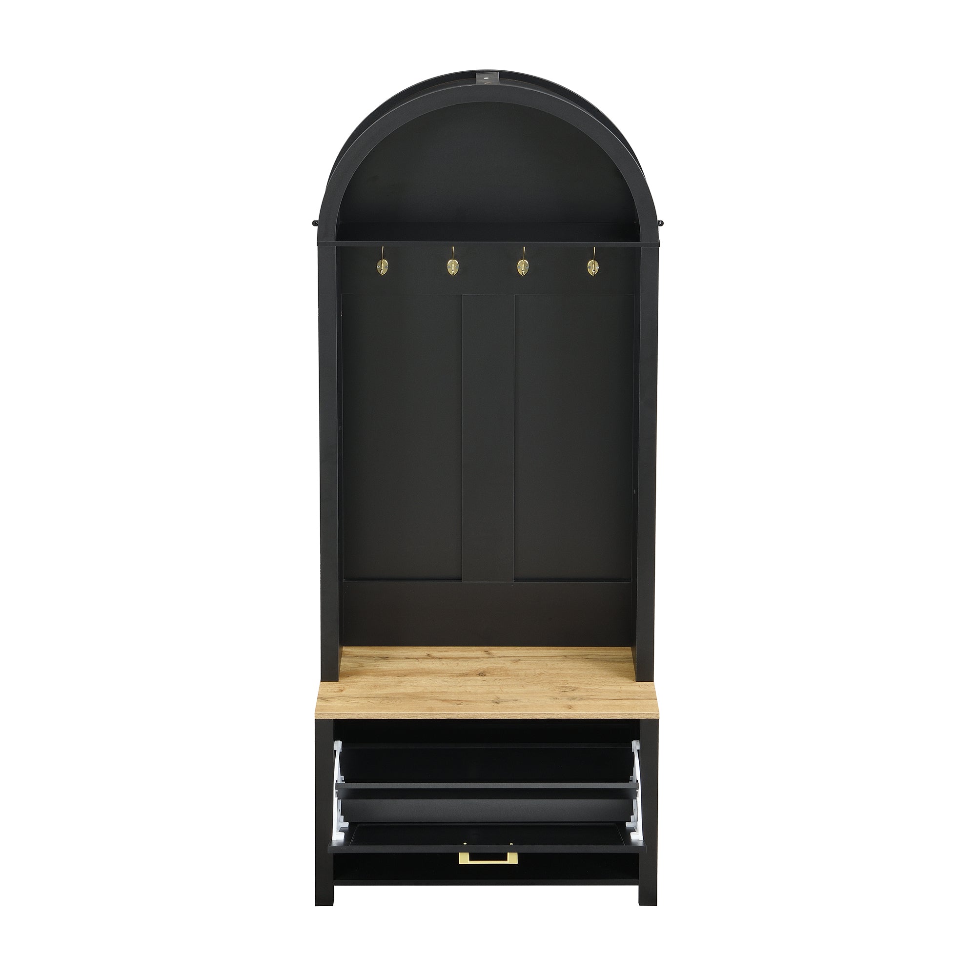 Logidon Garderobekast Zwart 75x35x195 cm Halboom met Schoenenrek