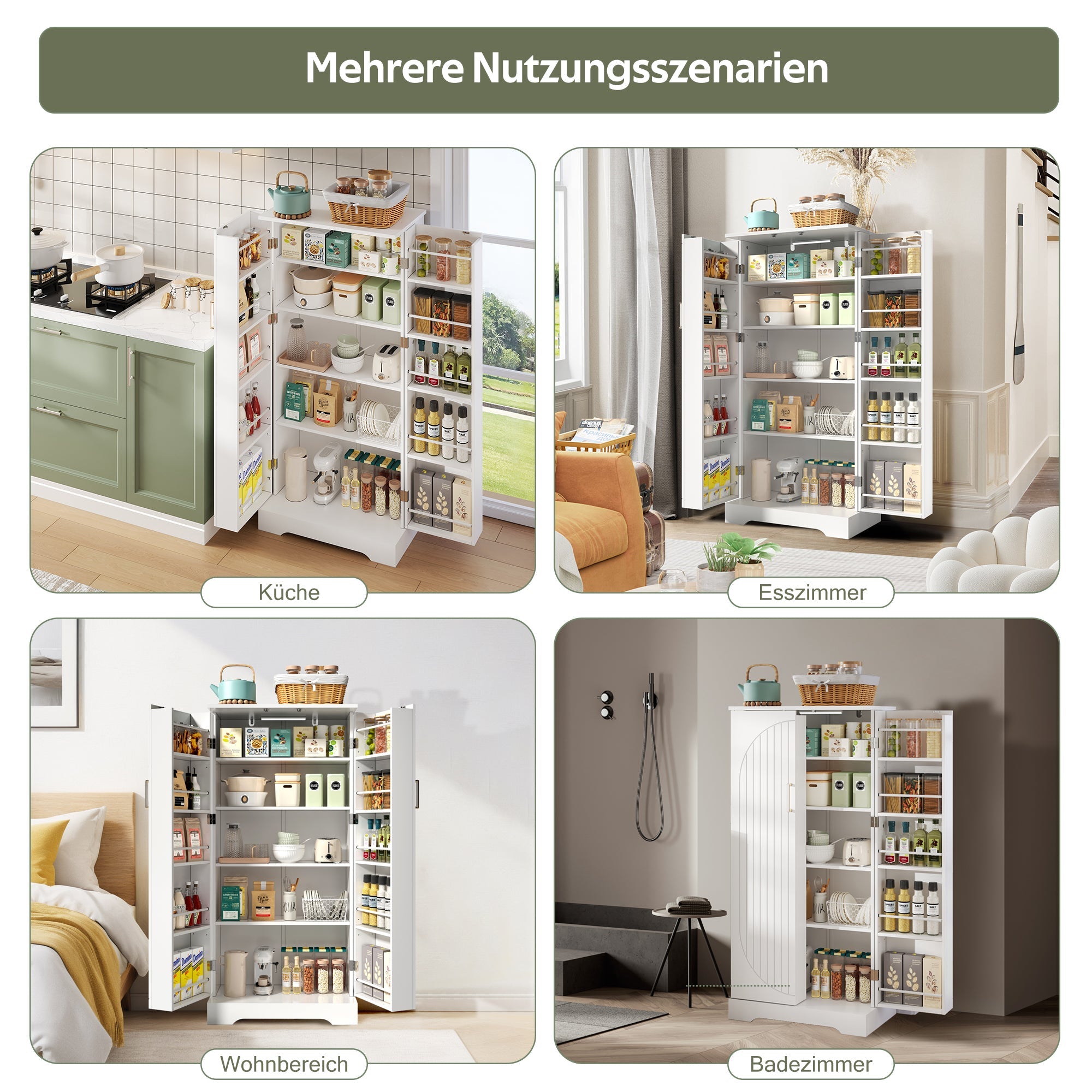 Logidon keukenkast wit 60x35x128 cm met LED sensorlicht