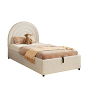 Logidon kinderbed 90x200 beige bouclé hoofdbord lattenbodem
