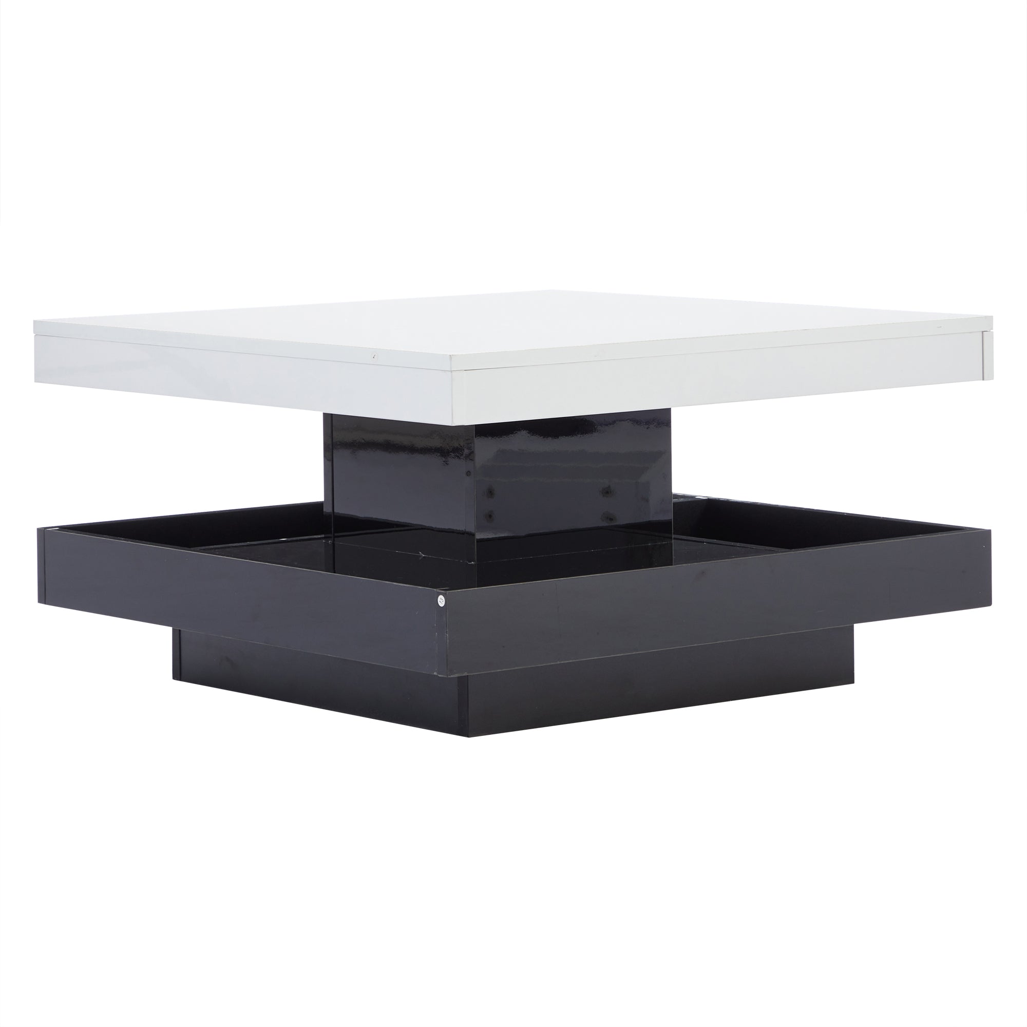 Logidon Draaibare Salontafel Wit Blad Zwart Onderstel 70x70x36