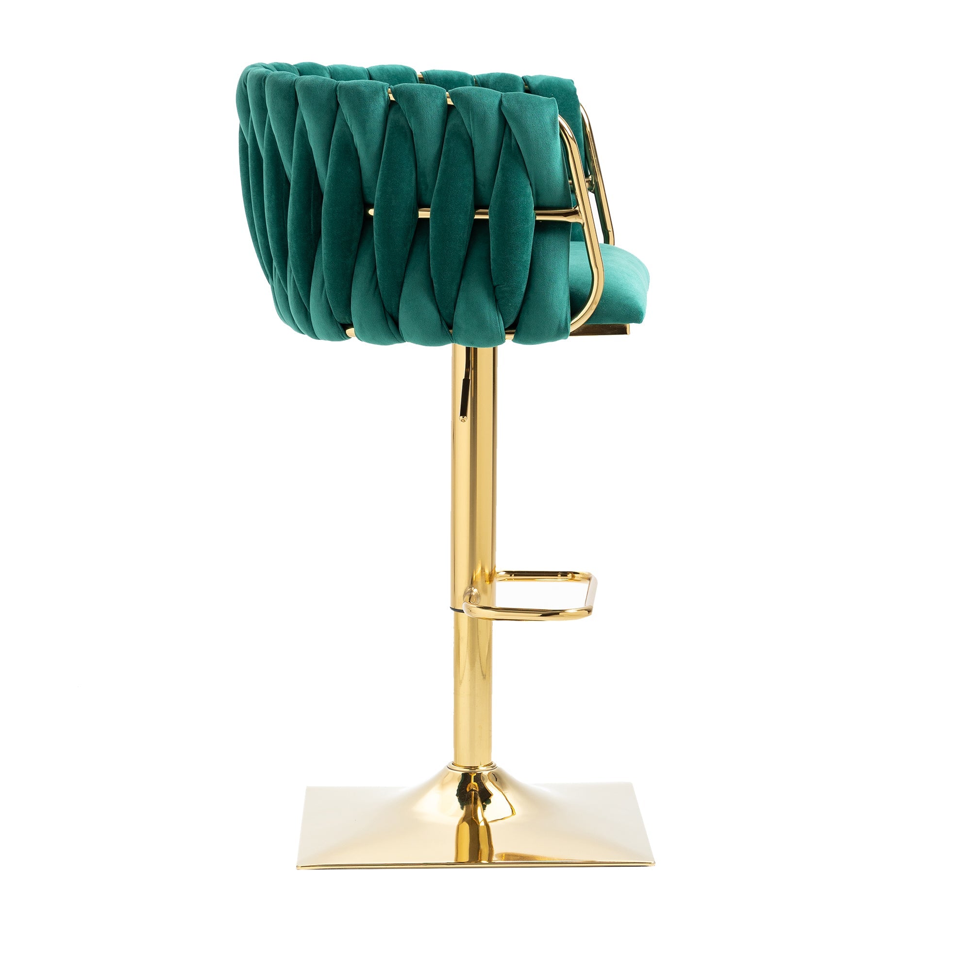 Logidon Vintage Barkruk Emerald Velvet Back Footrest Counter Height