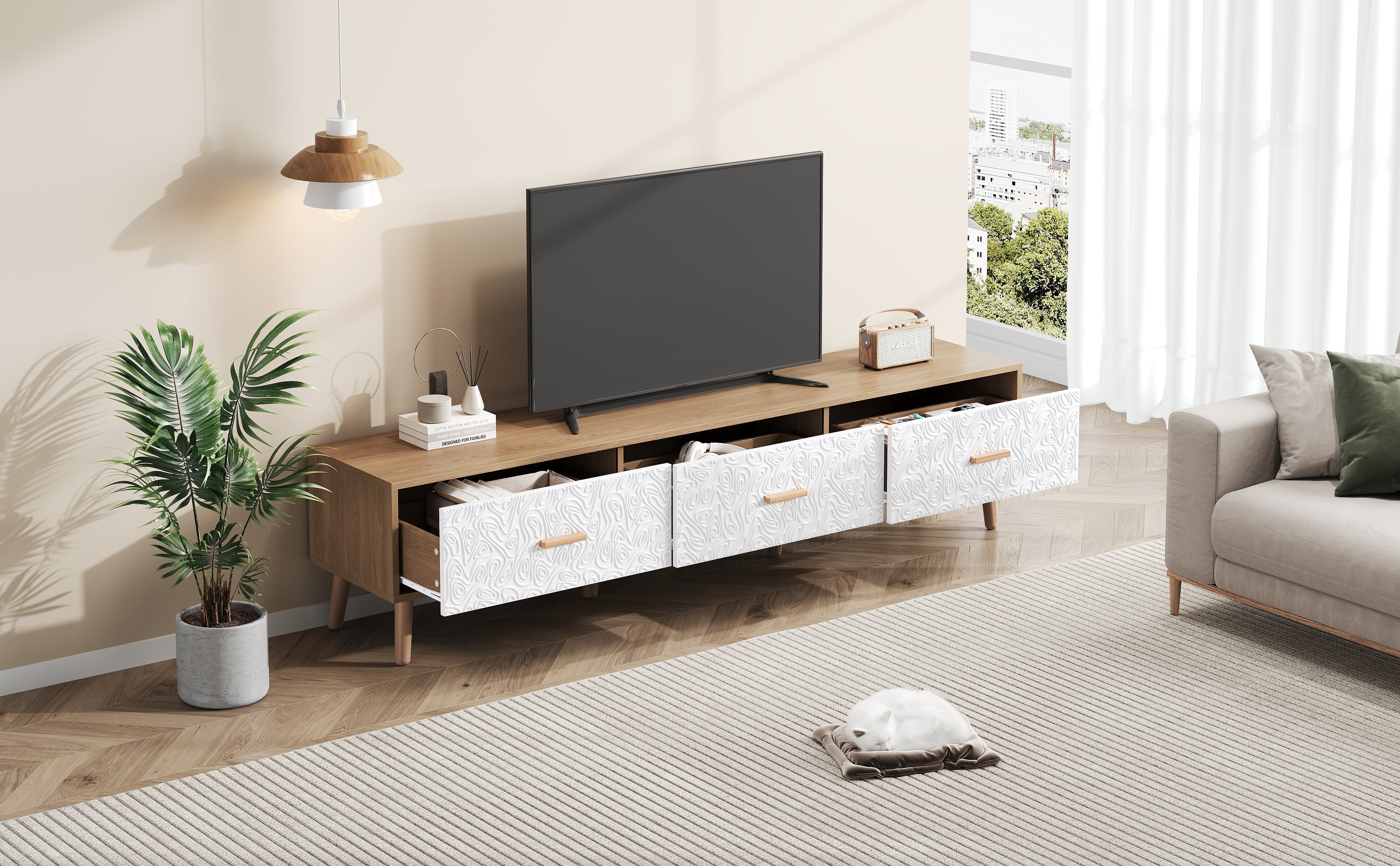 Logidon TV Laag Paneel Vintage Hout Wit Deurpaneel 150x39x35 cm