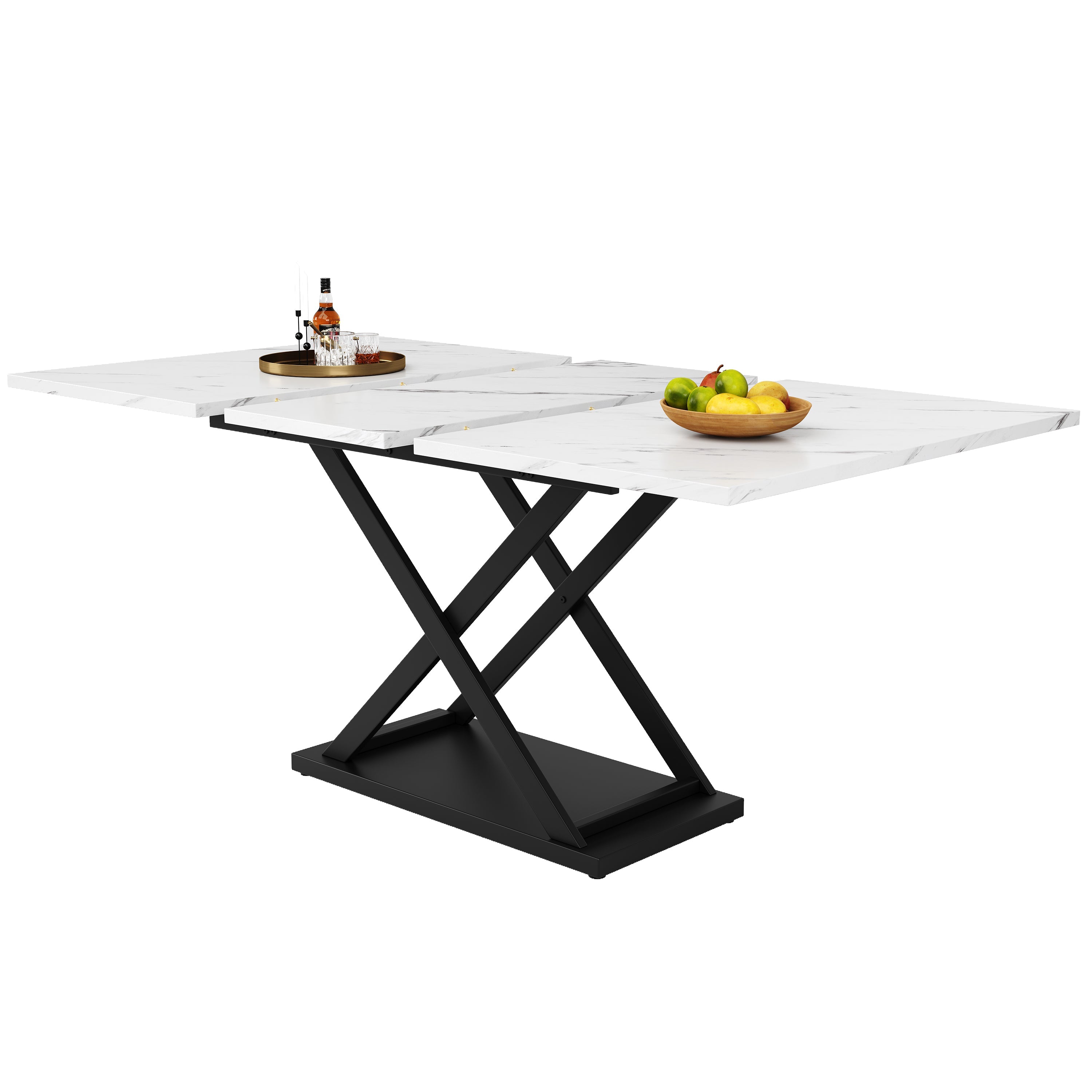Logidon uitschuifbare eettafel 120-160 x 80 cm wit marmerlook