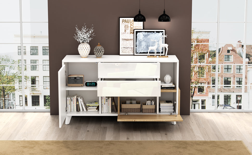 Logidon dressoir hoogglans wit 130x40x70 cm met opbergruimte