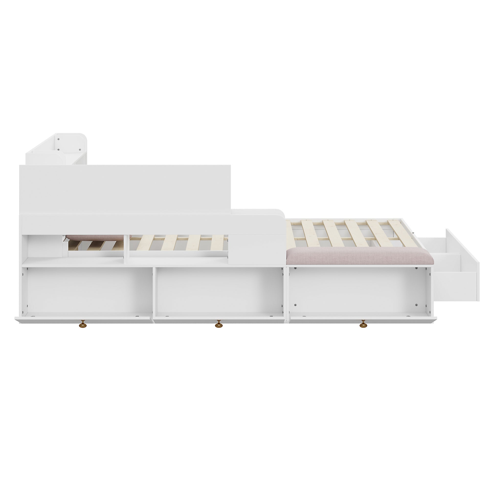 Logidon massief houten combinatiebed 140x200 cm wit met opbergruimte