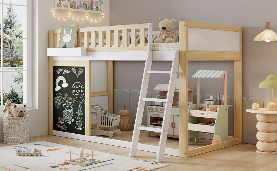 Logidon Kinderhoogslaper 90x200 met plankruimte en opbergruimte wit-naturel