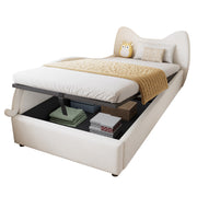 Logidon gestoffeerd kinderbed 90x200 beige kattendesign met opbergruimte