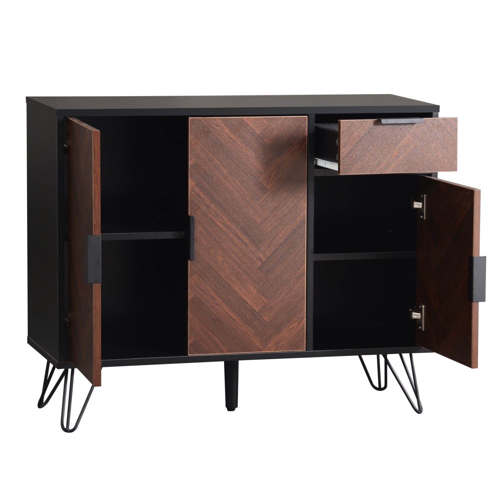 Logidon opbergkast dressoir zwart houtlook 90x30x71,5 cm