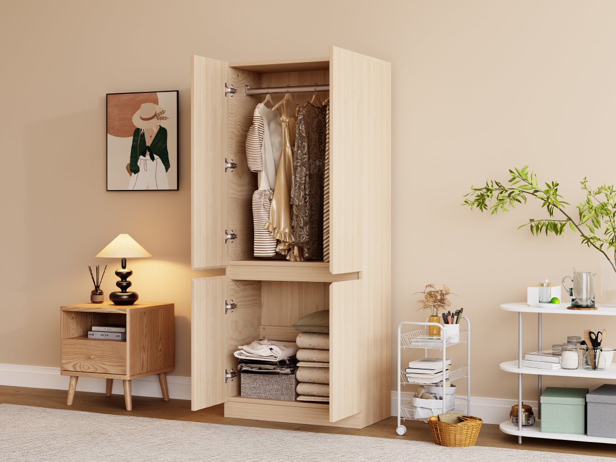 Logidon kledingkast 70x40x170 cm dubbele deur design houtkleur