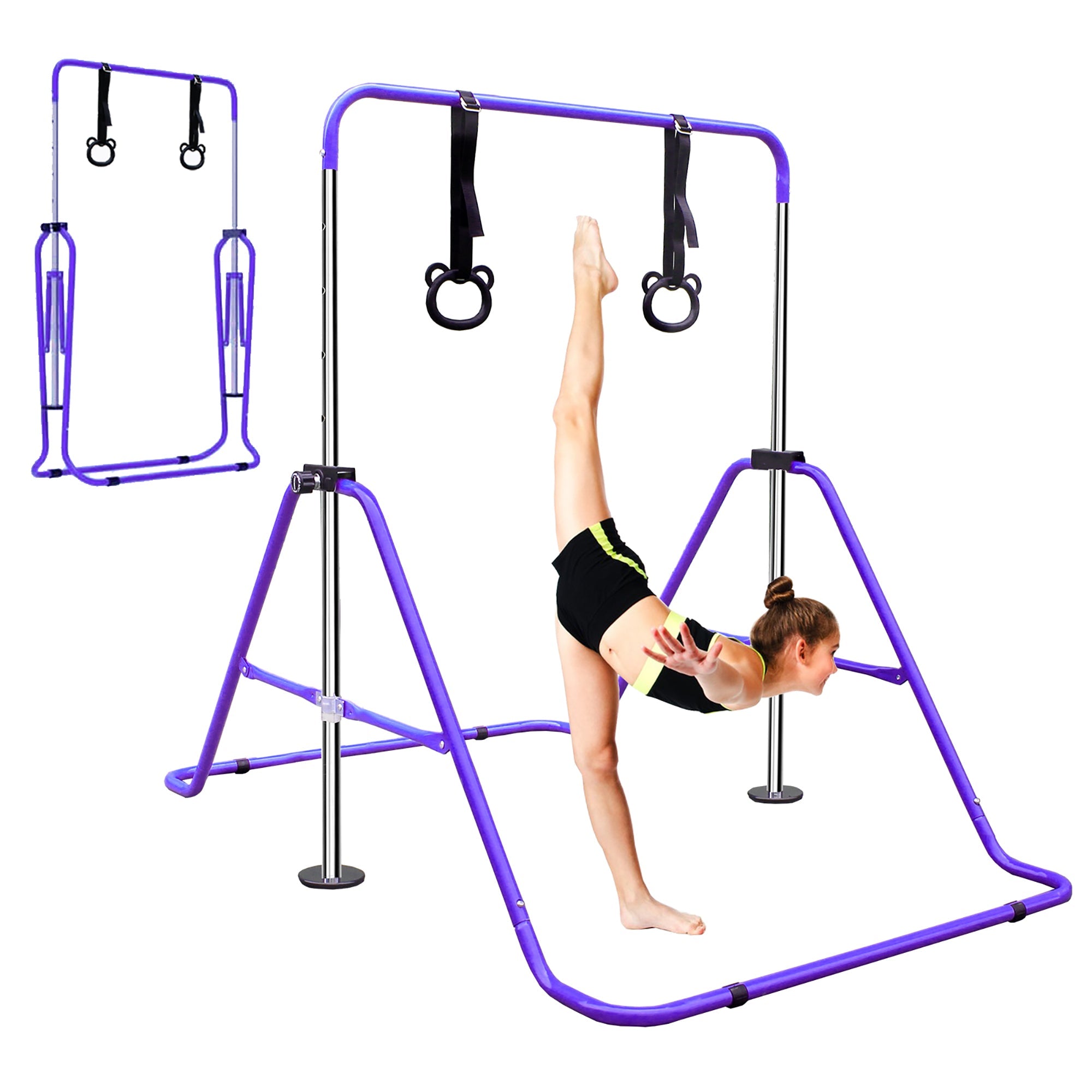 Logidon Height-adjustable gymnastics bar for children, purple base