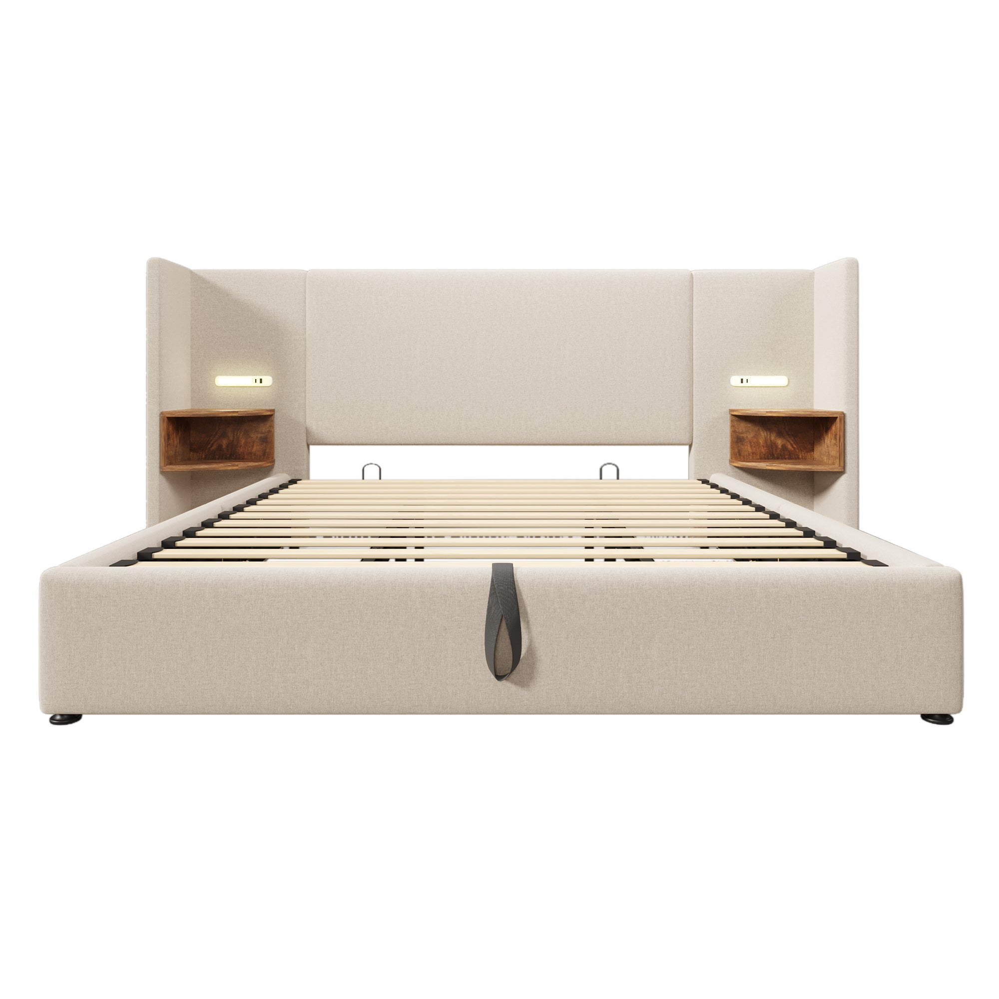Logidon gestoffeerd bed tweepersoonsbed 180x200 met nachtkastje USB C oplaadfunctie