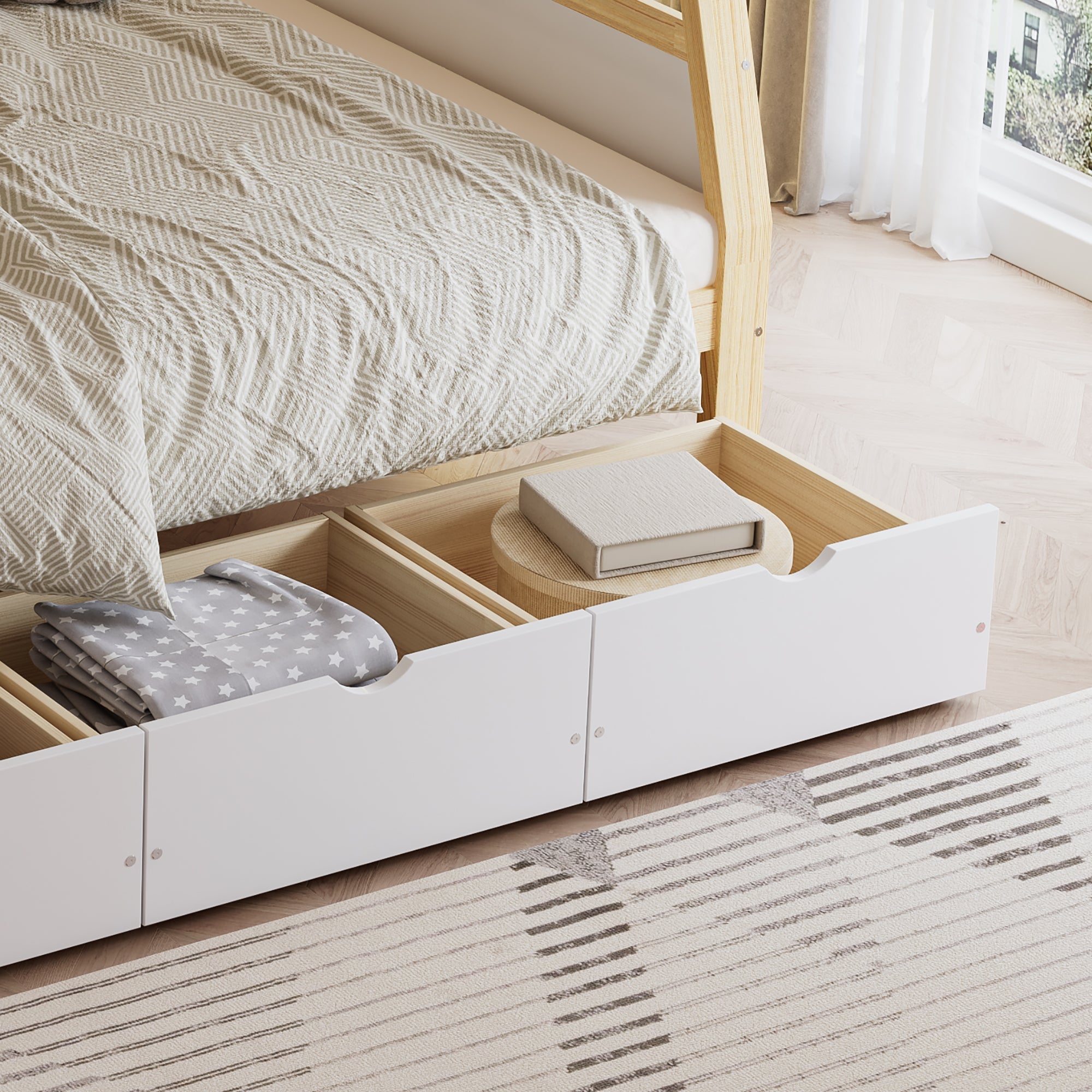 Logidon stapelbed met drie lades wit naturel 90x200 120x200