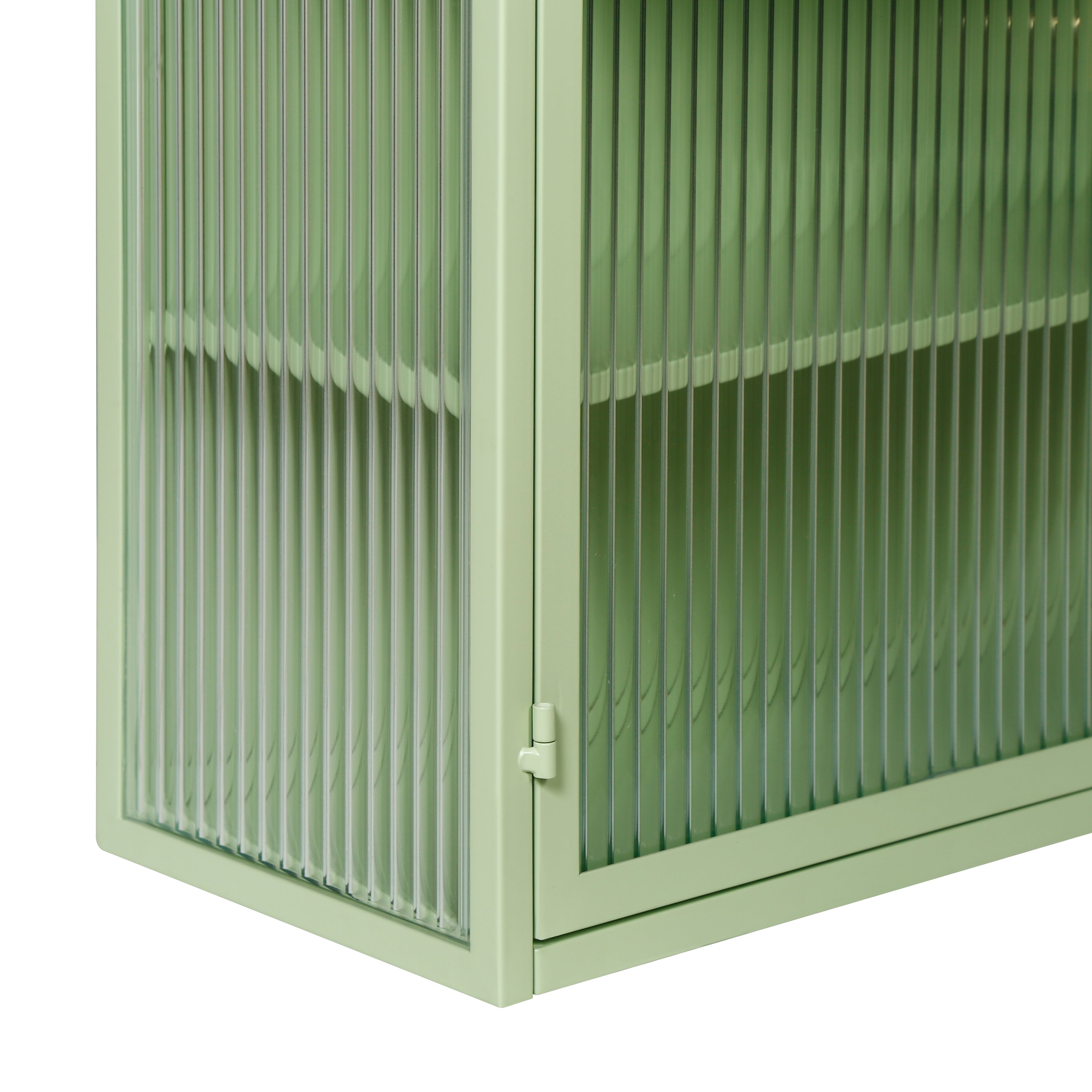 Logidon 70 cm glazen wandvitrinekast met twee deuren mintgroen drie niveaus