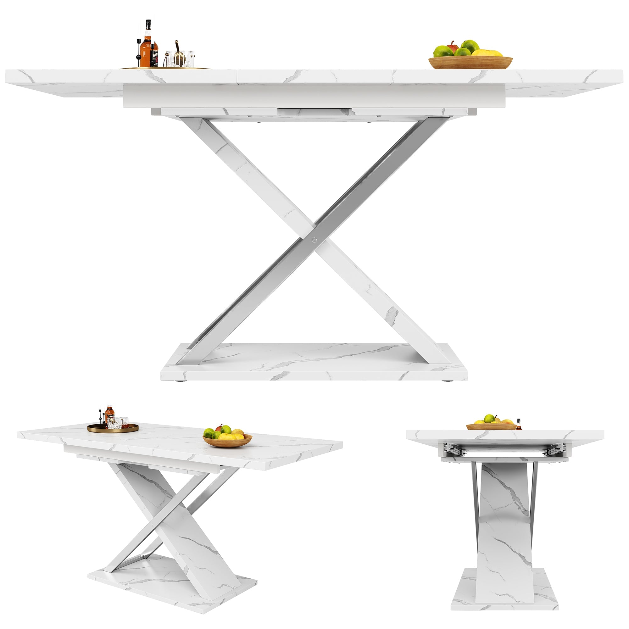 Logidon Uitschuifbare eettafel wit 118-157 cm met gekruiste poten