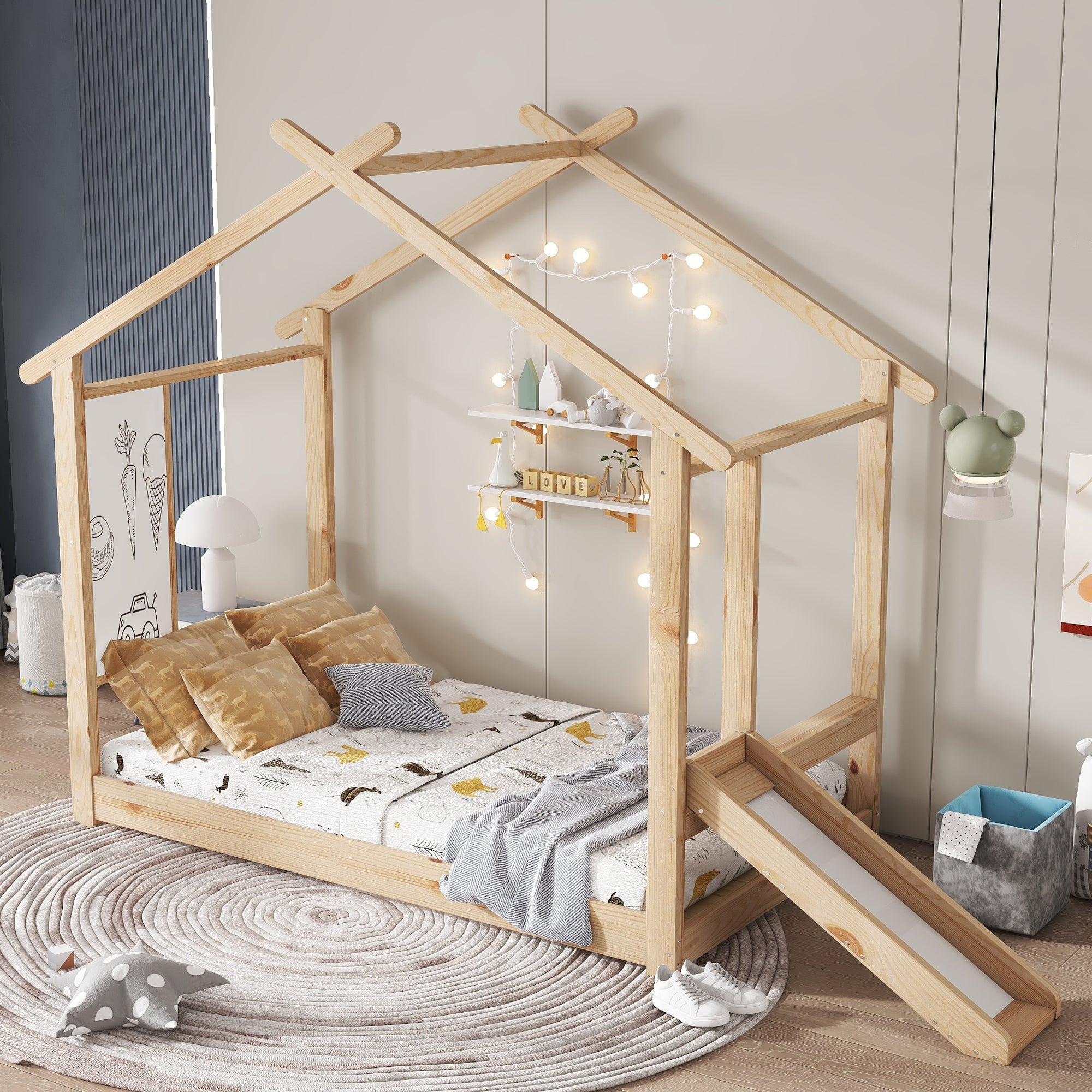 Logidon Kinderbed Met Schuifdak Design 90x200 Naturel
