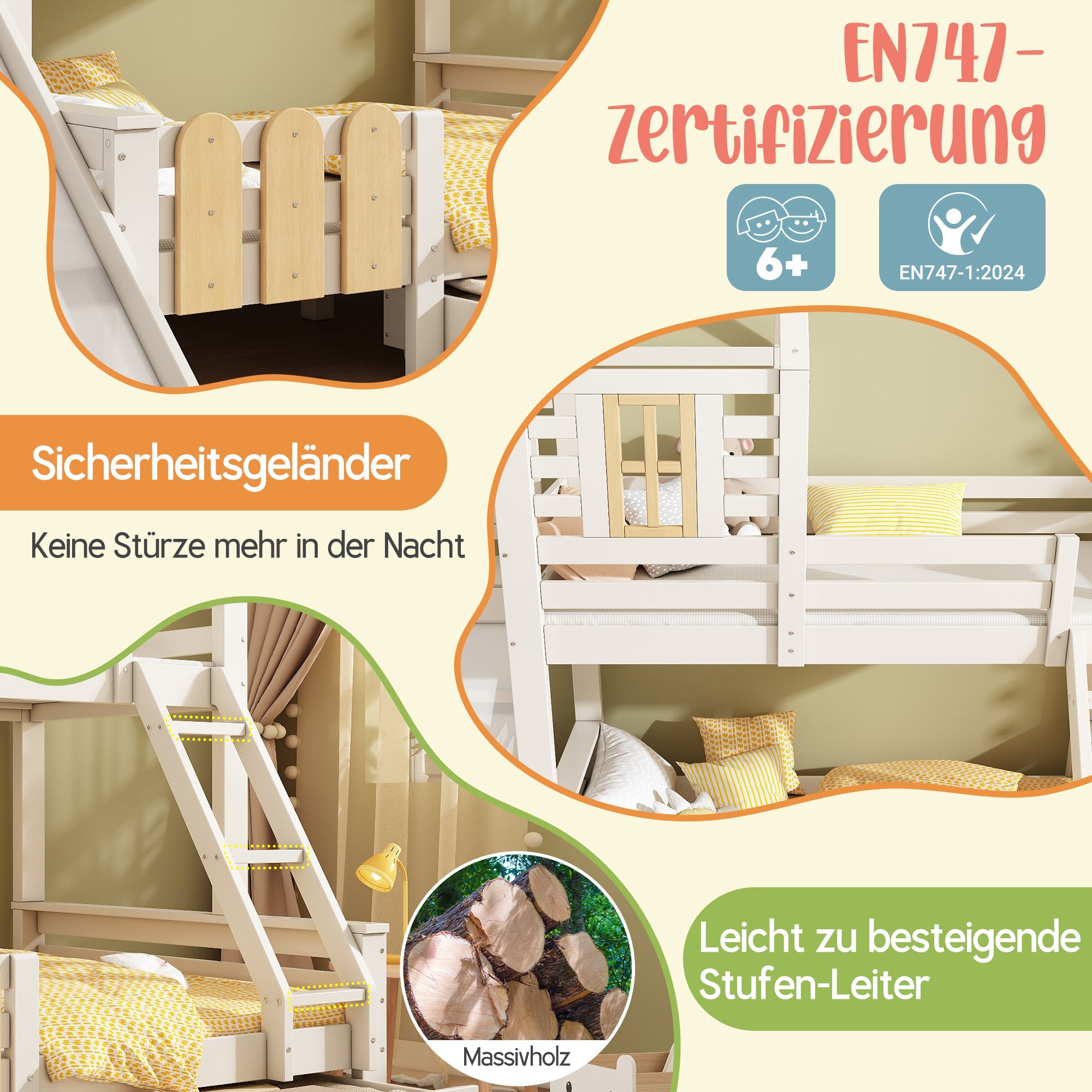 Logidon stapelbed 90x200/140x200 schuiflaadladder blokhut design