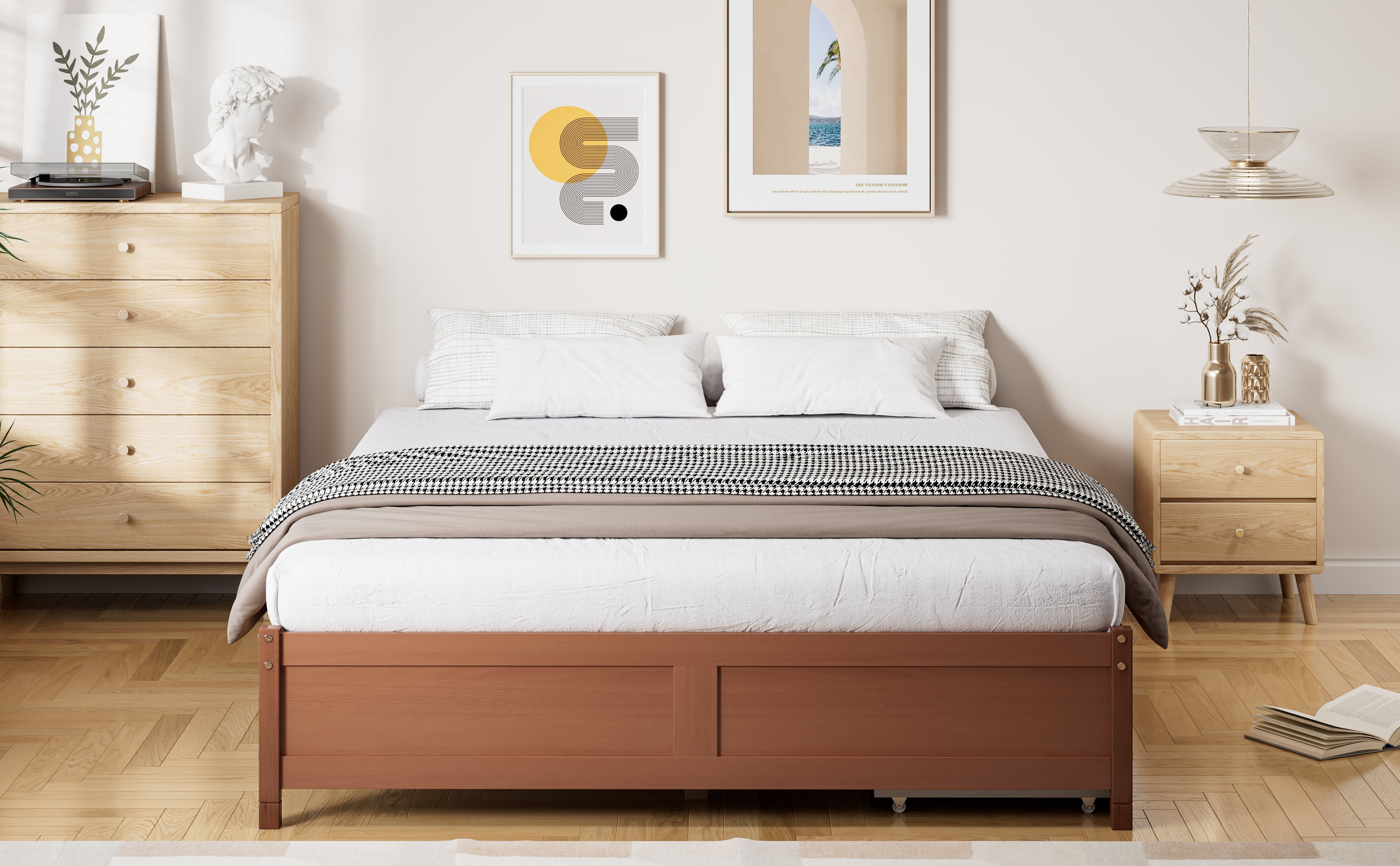 Logidon Kinderbed Vintage Hout Roodbruin 140x200 cm met twee lades