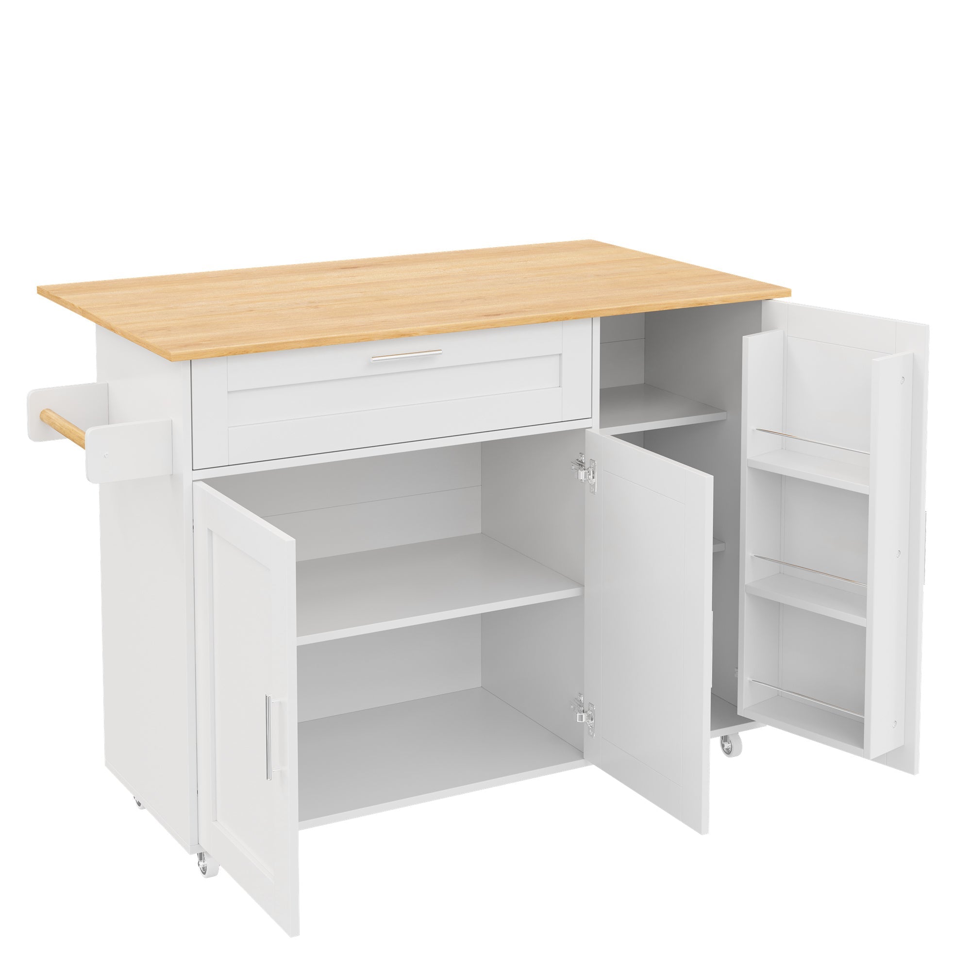 Logidon Mobile Kitchen Table 132.5x70 Cm Oak Grain Folding Top