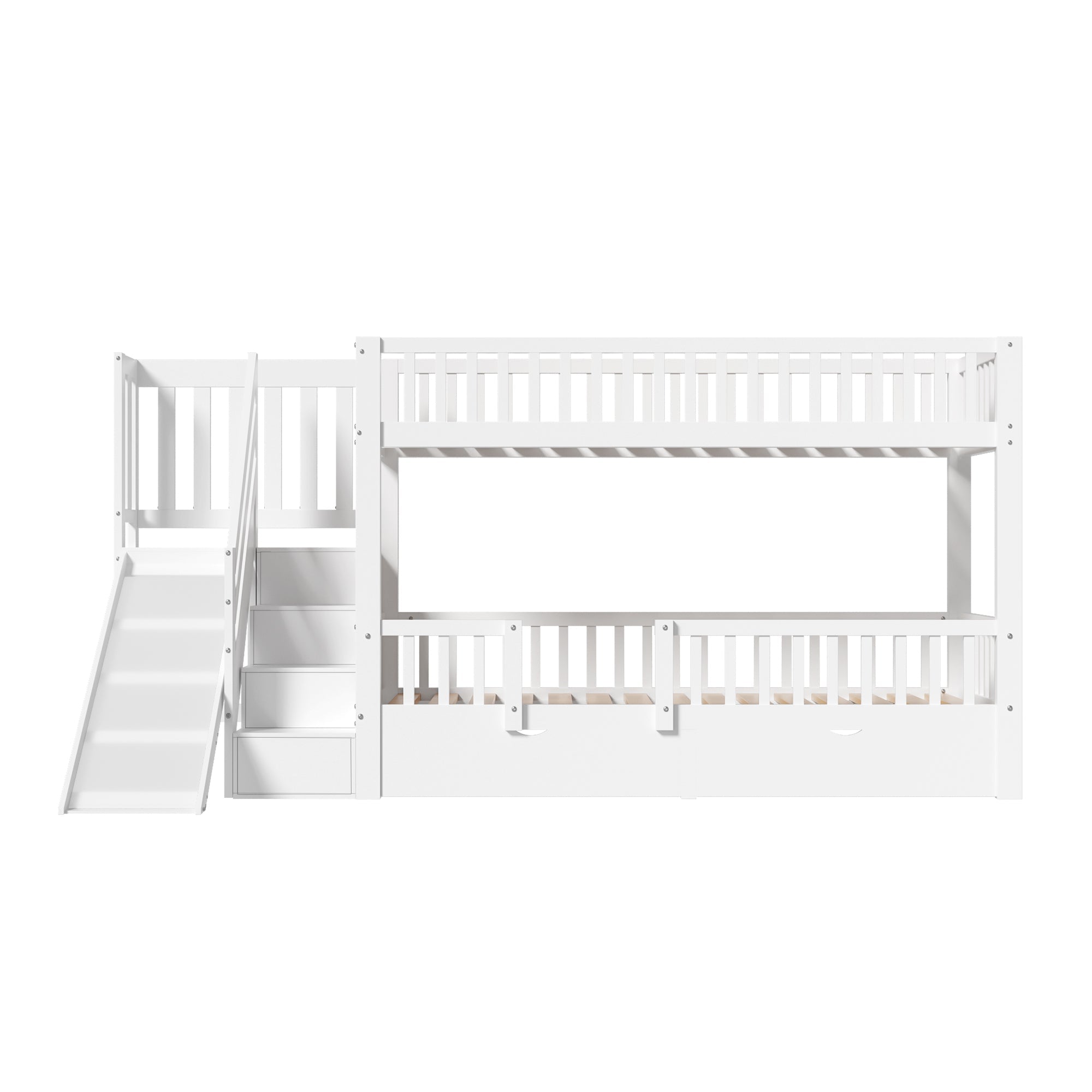 Logidon kinderstapelbed wit 90x200 cm met glijbaan en trap