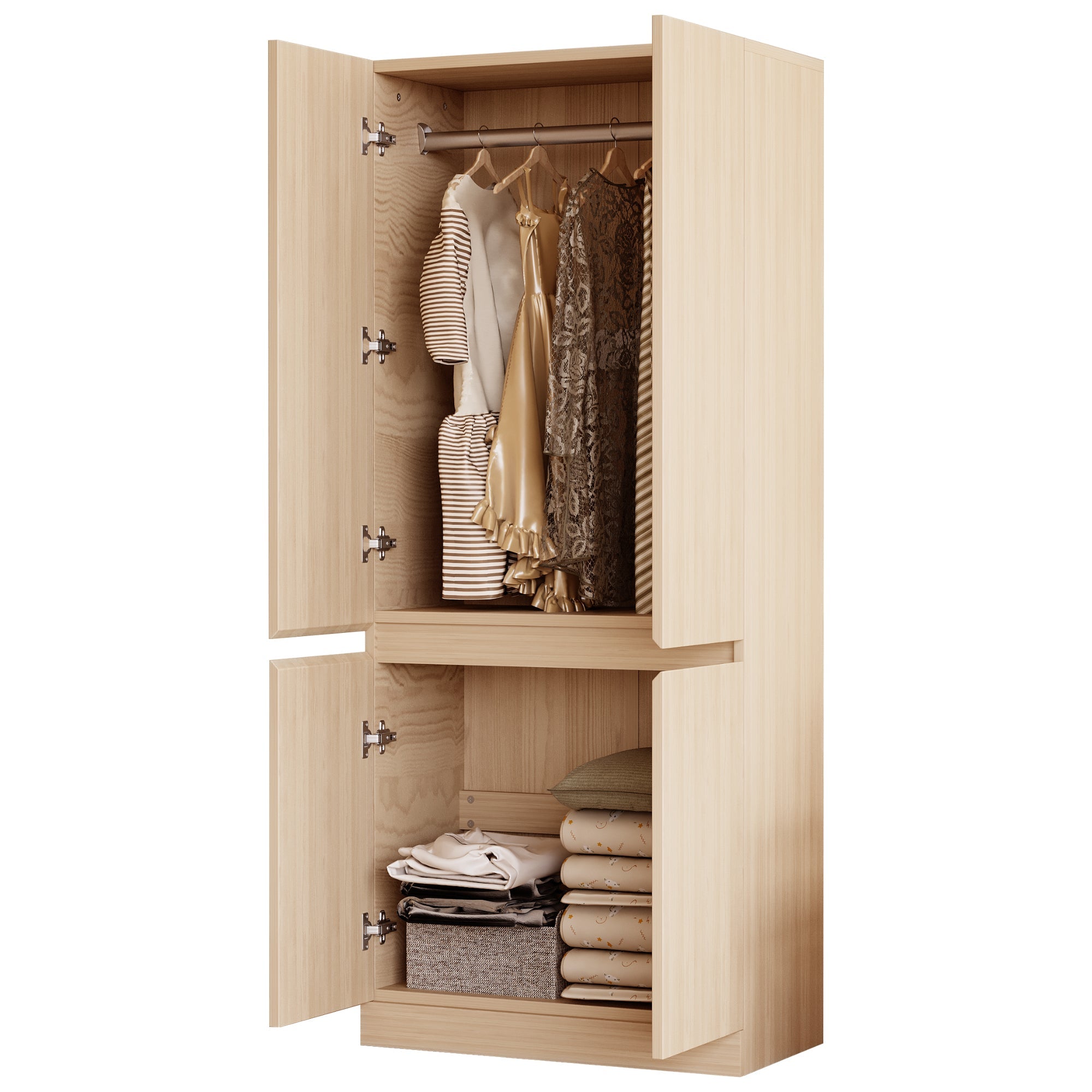 Logidon kledingkast 70x40x170 cm dubbele deur design houtkleur