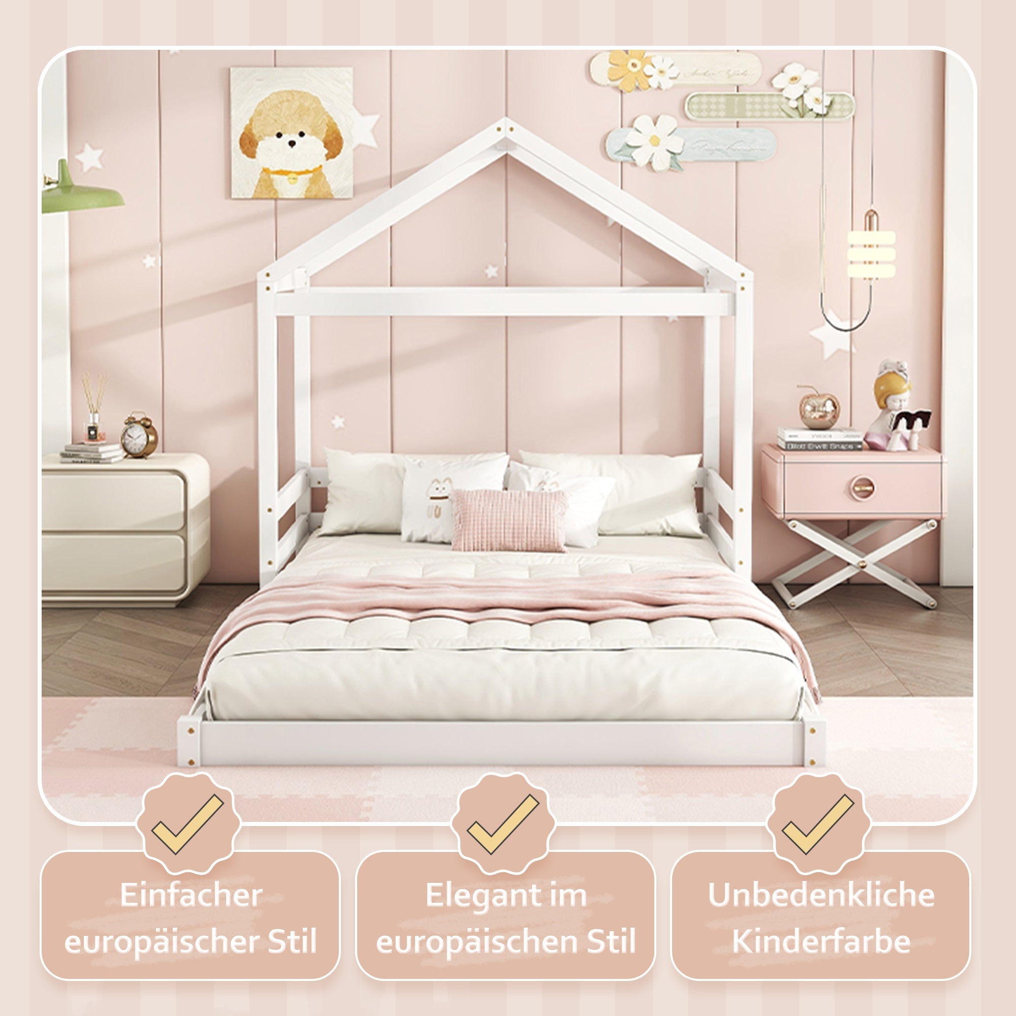 Logidon huisbed 140x200 wit grenenhout minimalistisch