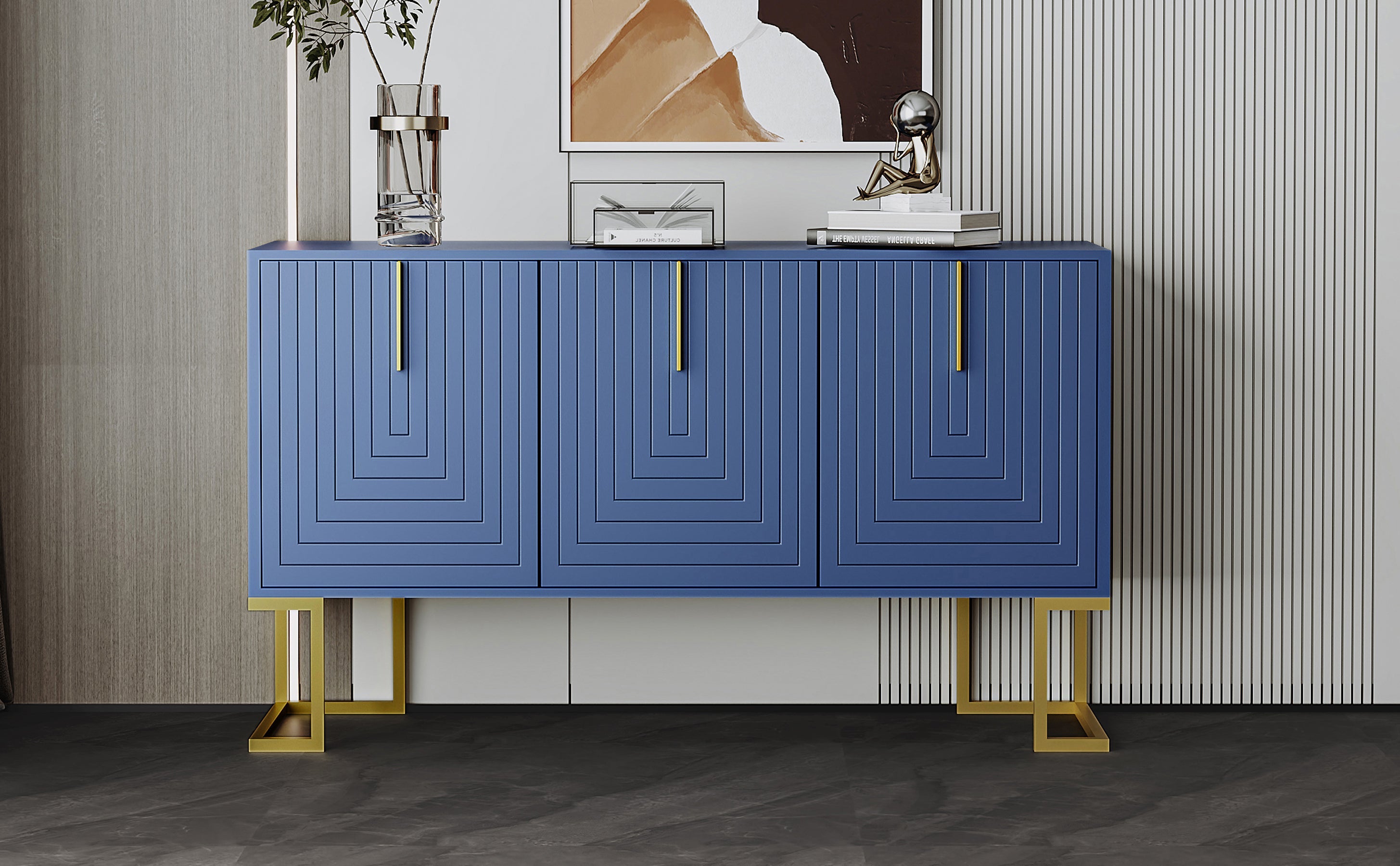 Logidon marineblauw dressoir met 3 deuren en verstelbare planken