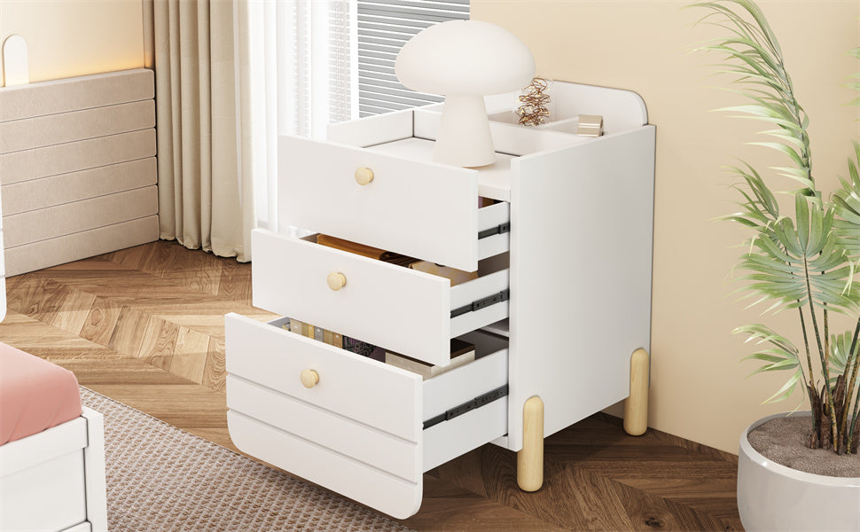 Logidon nachtkastje 3 lades wit houten poten elegant