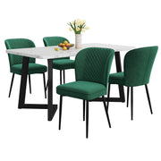 Logidon eettafelset 117x68x75 cm met 4 donkergroene fluwelen stoelen