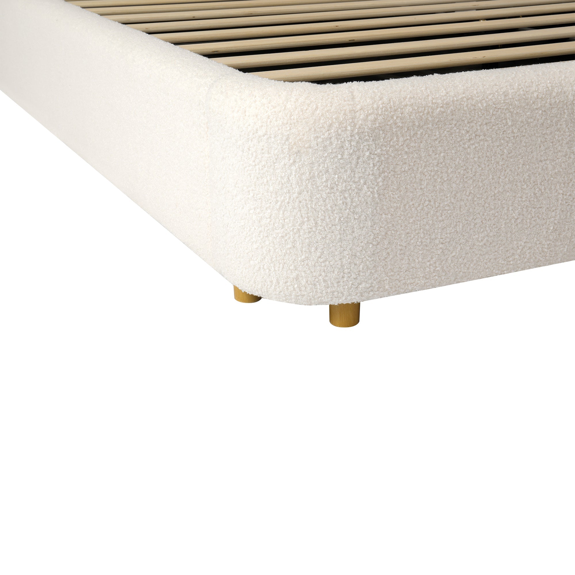 Logidon gestoffeerd bed tweepersoonsbed 160x200 beige bouclé met opbergruimte