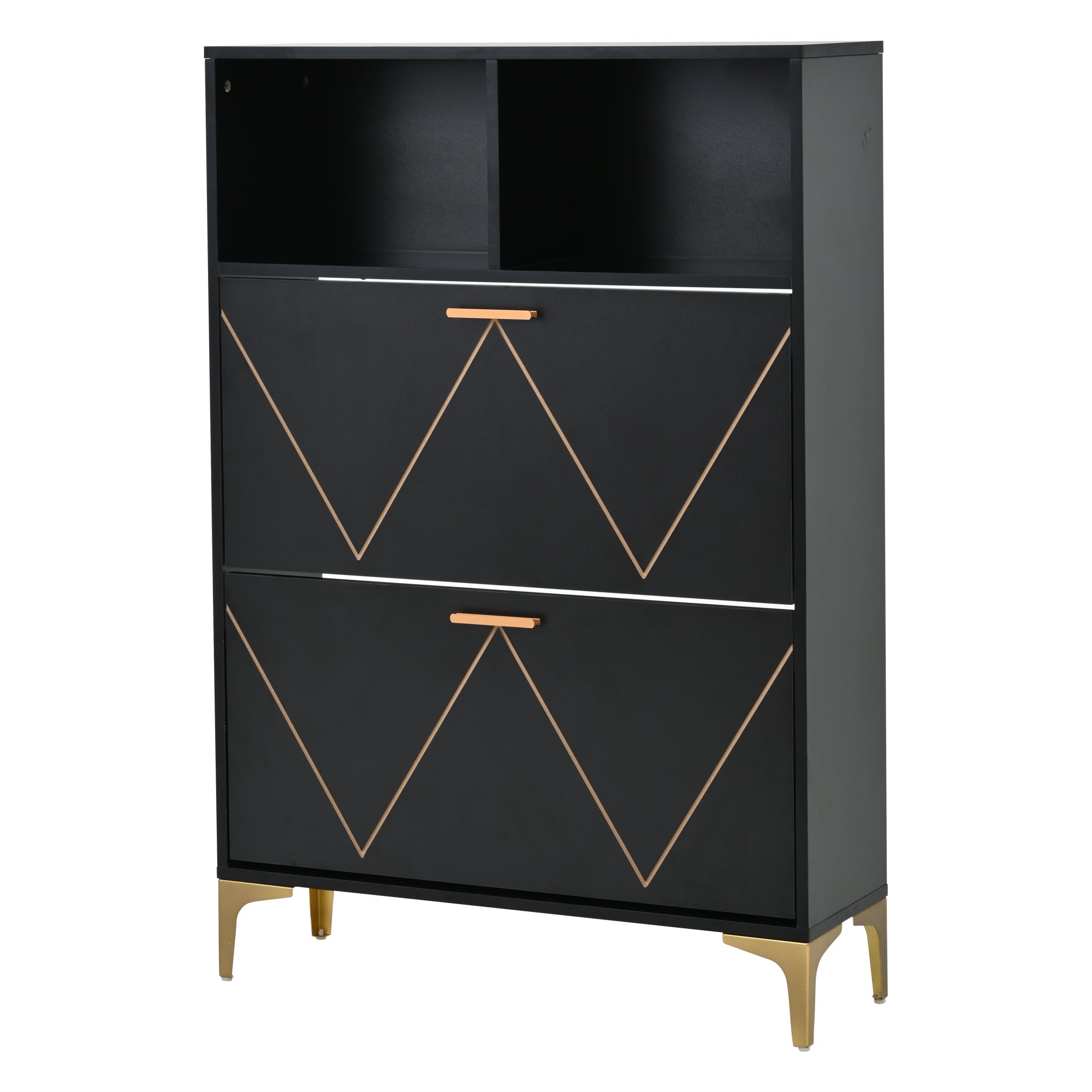Logidon shoe cabinet 80x25x117 cm black with folding doors and four shoe shelves