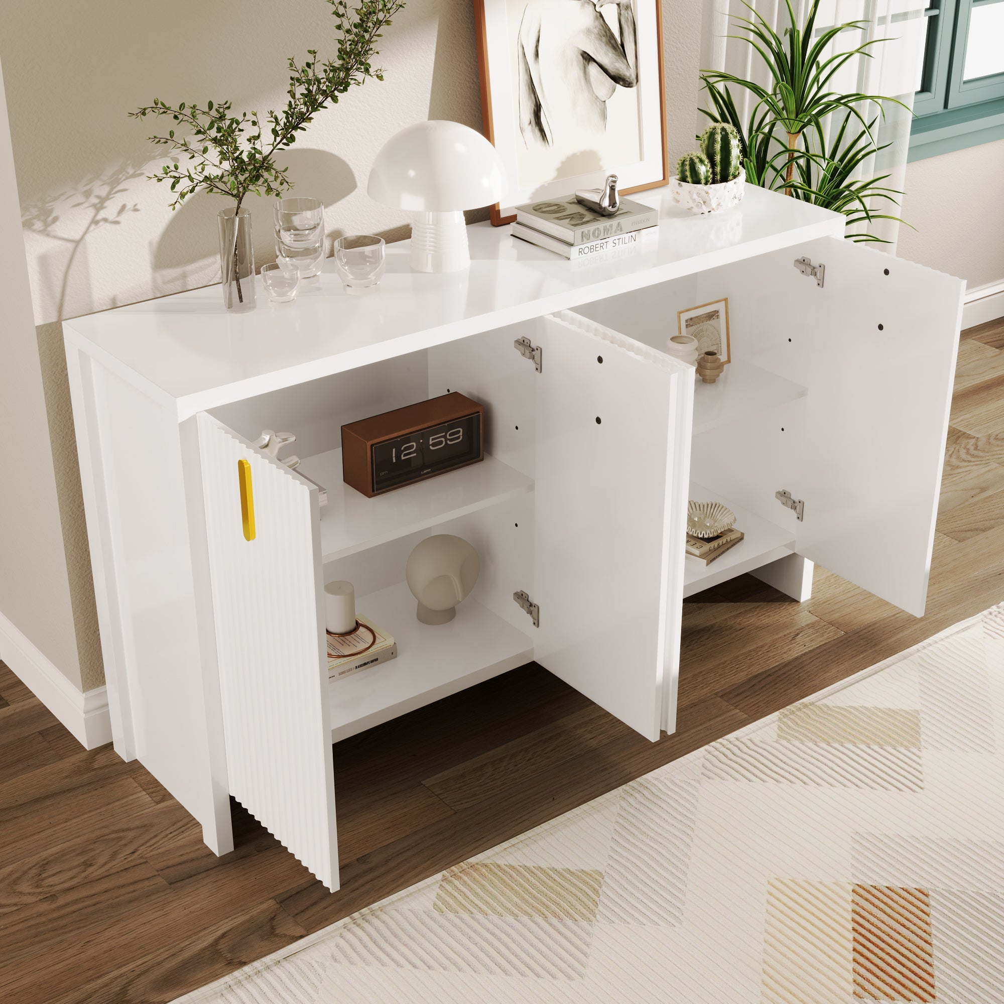 Logidon wit dressoir met gouden handgrepen en verstelbare planken