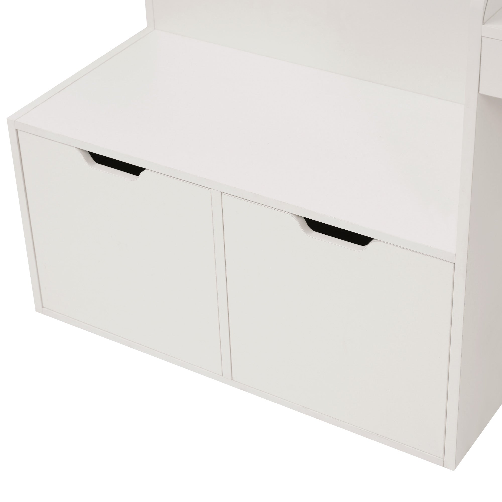 Logidon kinderbed 90x200 massief hout wit met bureau en opbergruimte