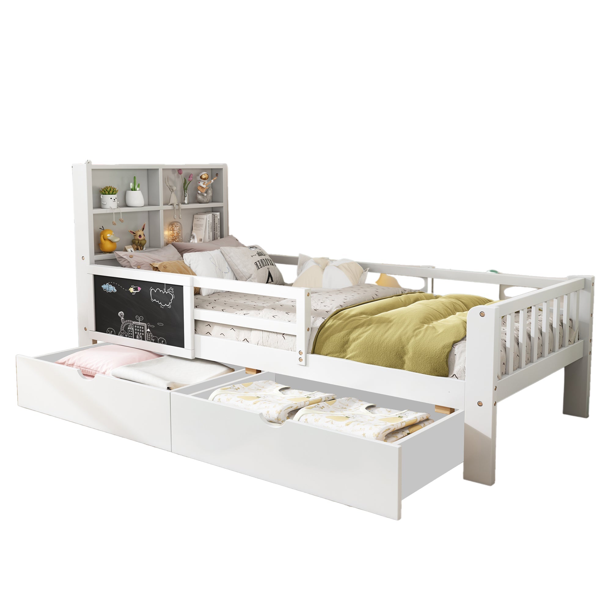 Logidon Kinderbed met Laden en Plank 90x200 cm Wit