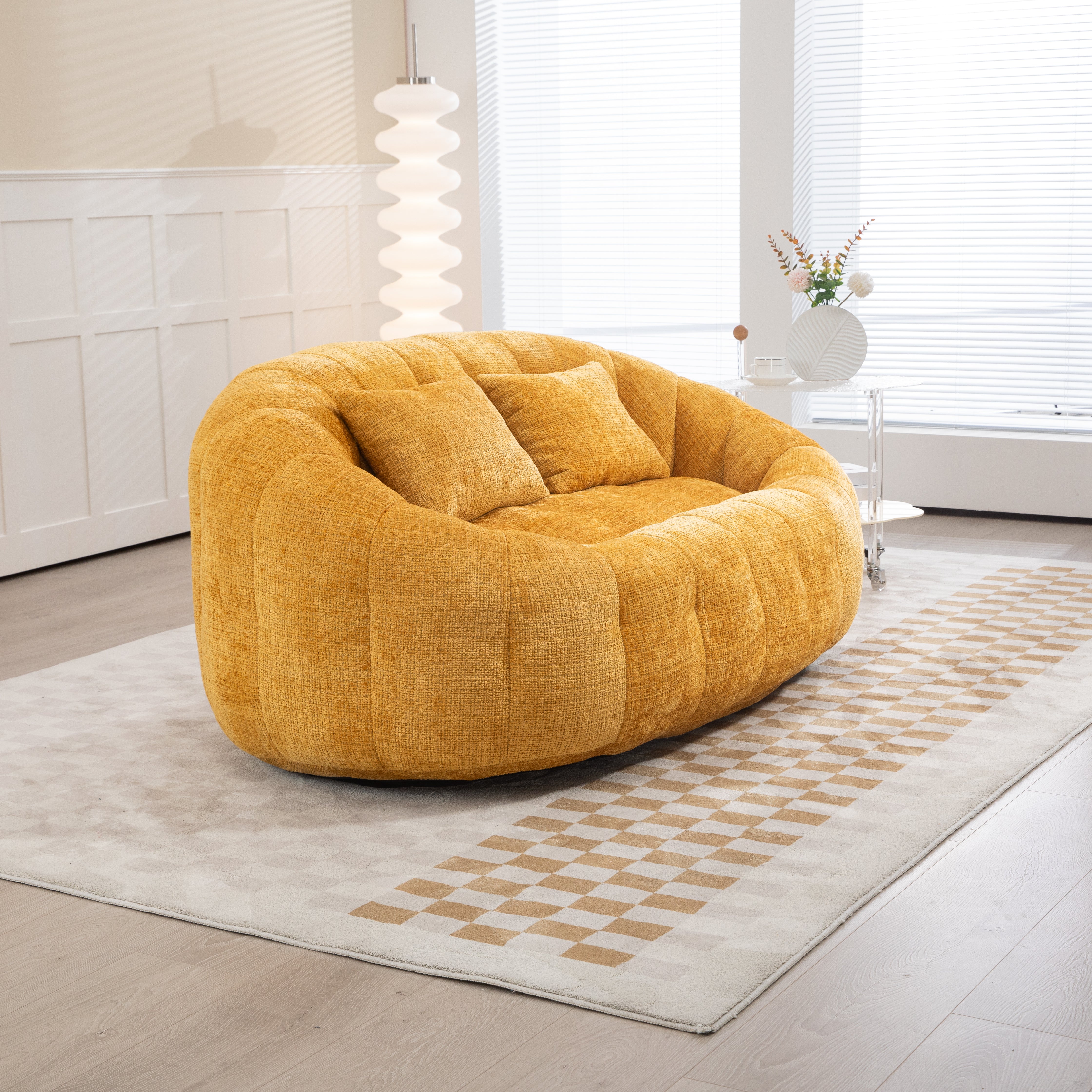 Logidon Zitzakbank Luxe Chenille Geel Ligstoel met hoge rugleuning