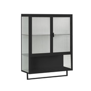 Logidon wandvitrinekast 60 cm glazen deuren tweedeurs met plank zwart
