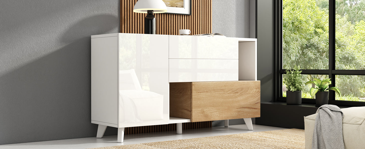 Logidon dressoir hoogglans wit 130x40x70 cm met opbergruimte