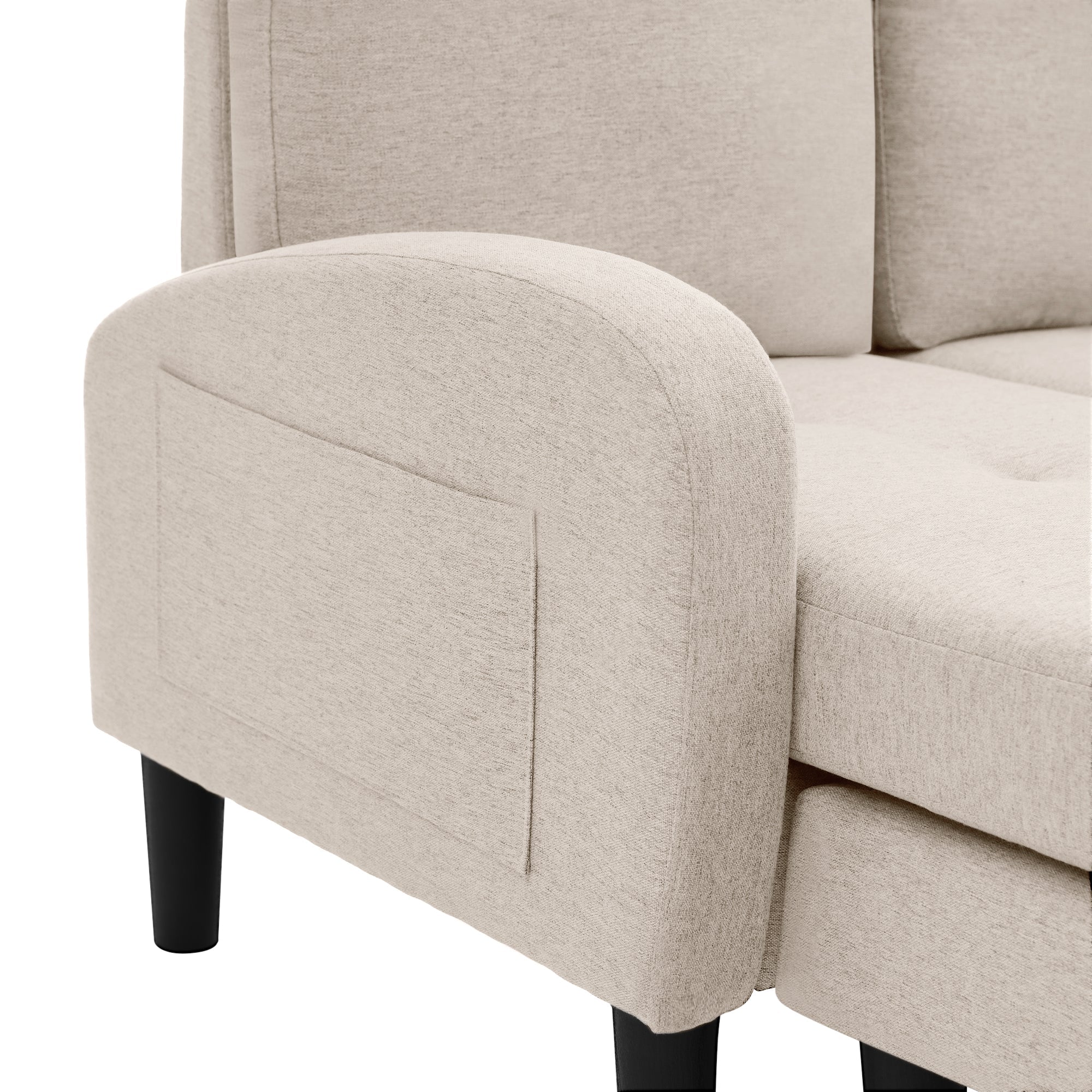 Logidon L hoekbank met chaise longue 3-zits beige 166x118x77 cm