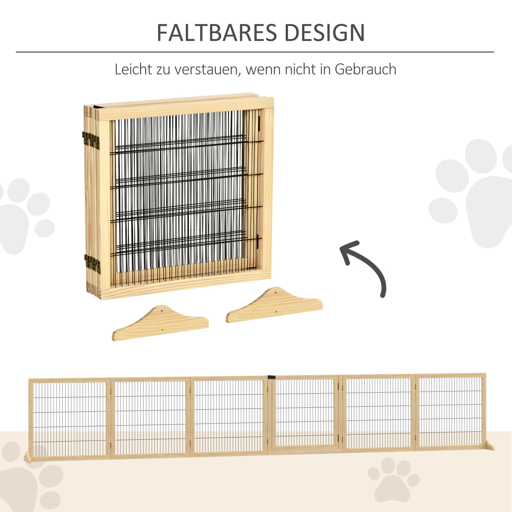 Logidon deurbeschermingsbarrière voor honden naturel hout 432x36x70cm