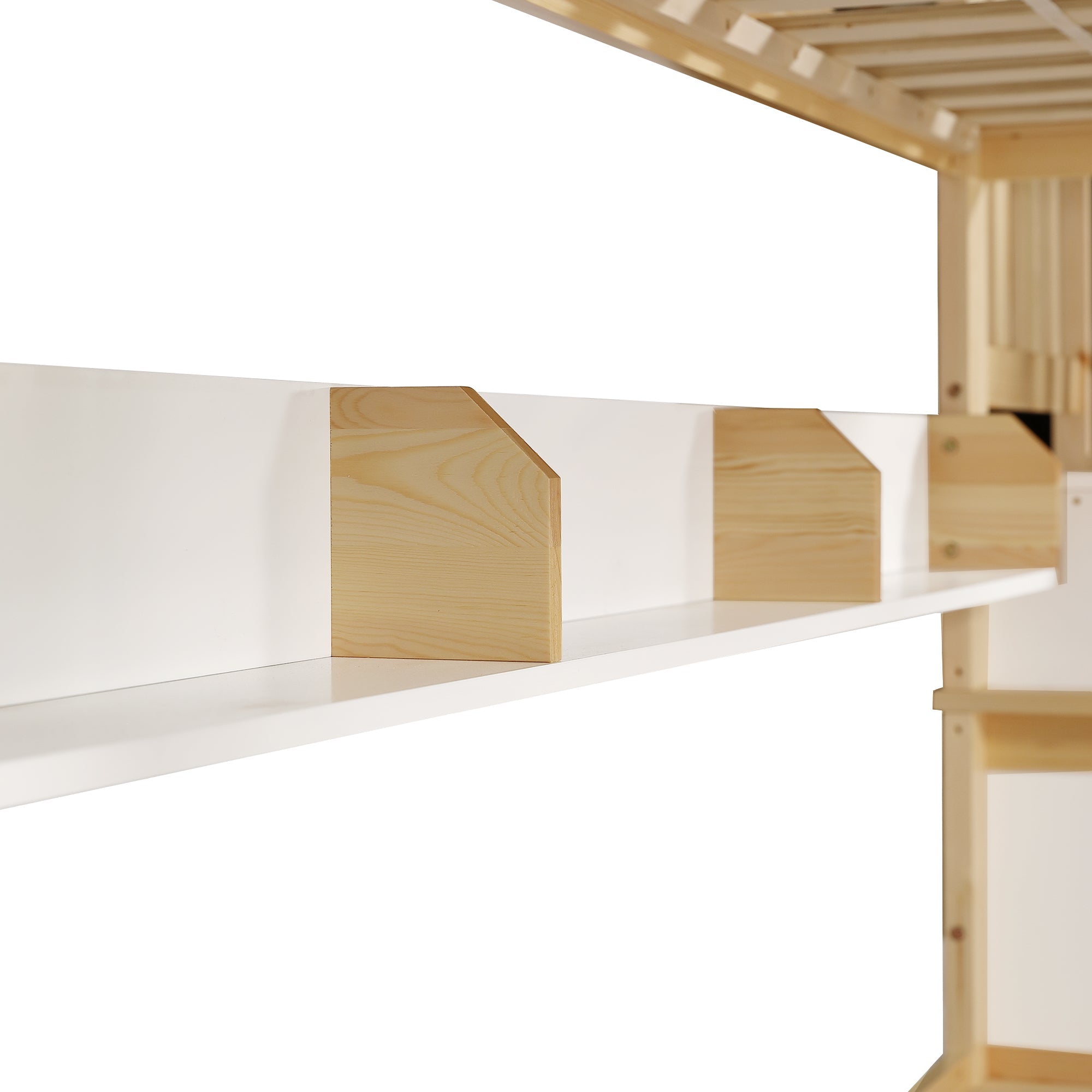 Logidon stapelbed naturel raster hoektrap onderschuifbed 90x200 120x200