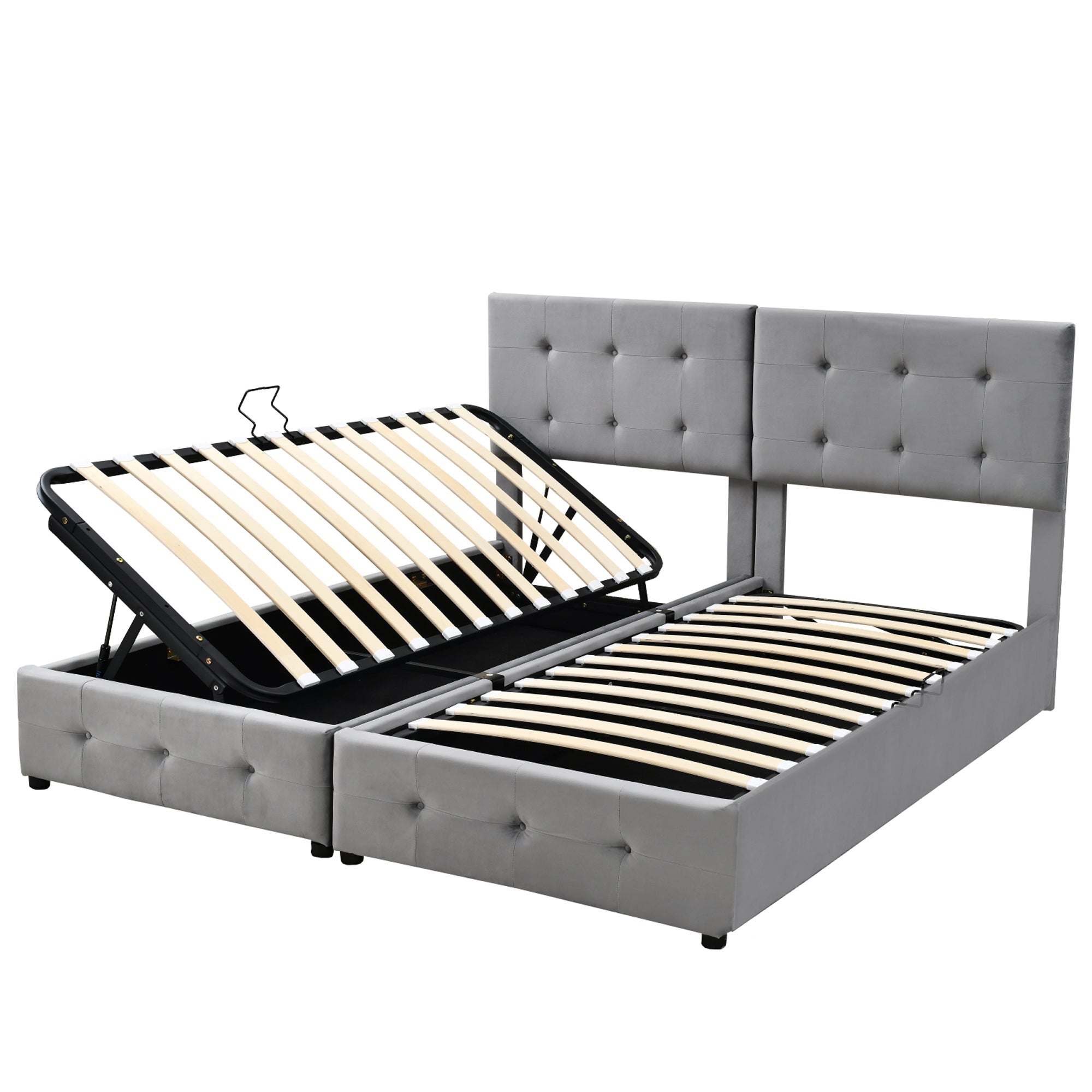 Logidon gestoffeerd bed 180x200 cm grijs hydraulische opbergruimte