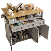 Logidon keukeneiland grijs met veel opbergruimte 118 x 43-80 x 98 cm