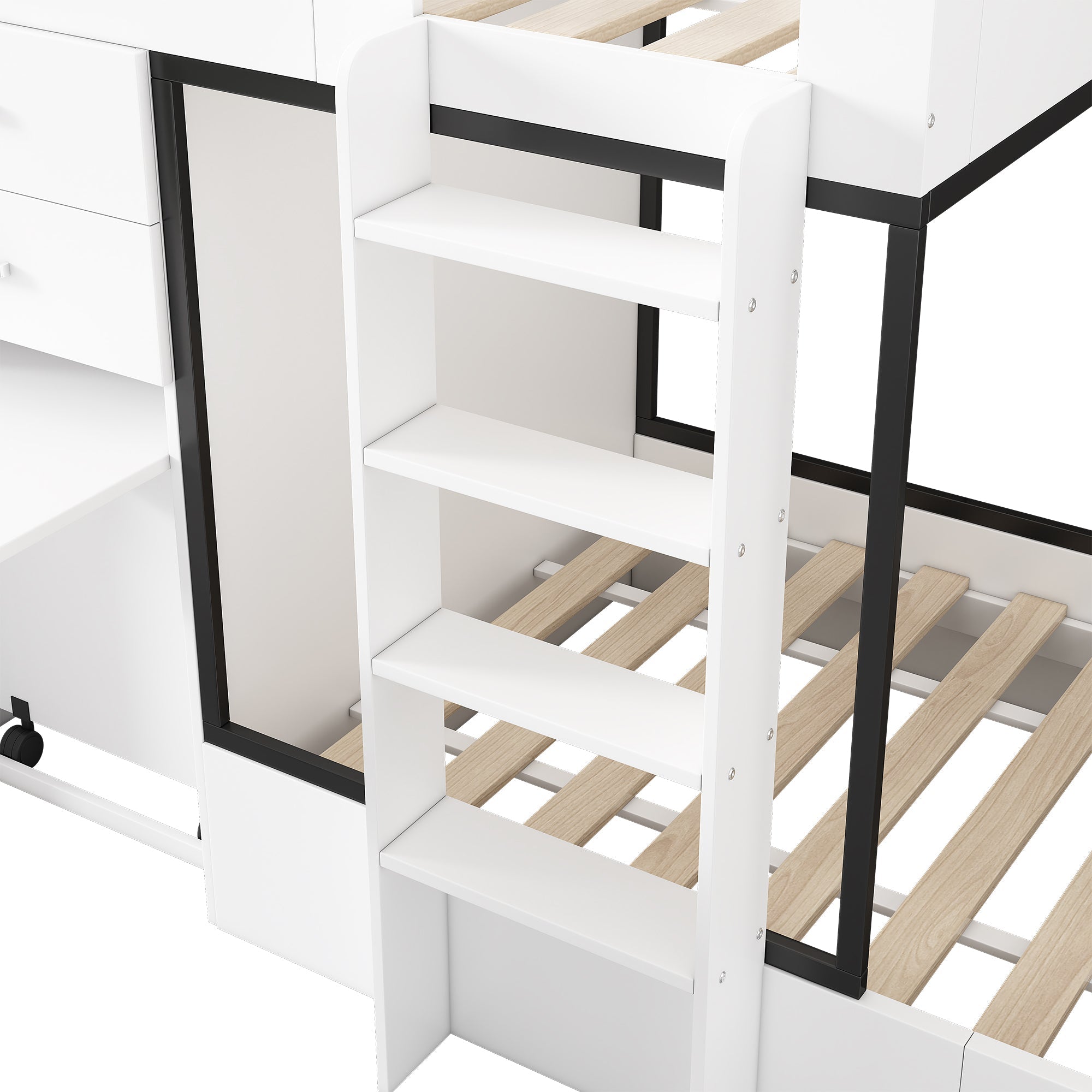 Logidon stapelbed met uitschuifbaar bureau en kledingkast wit 90x200