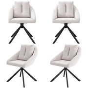 Logidon Beige Velvet Swivel Chair, Ergonomic Design, Set of 4