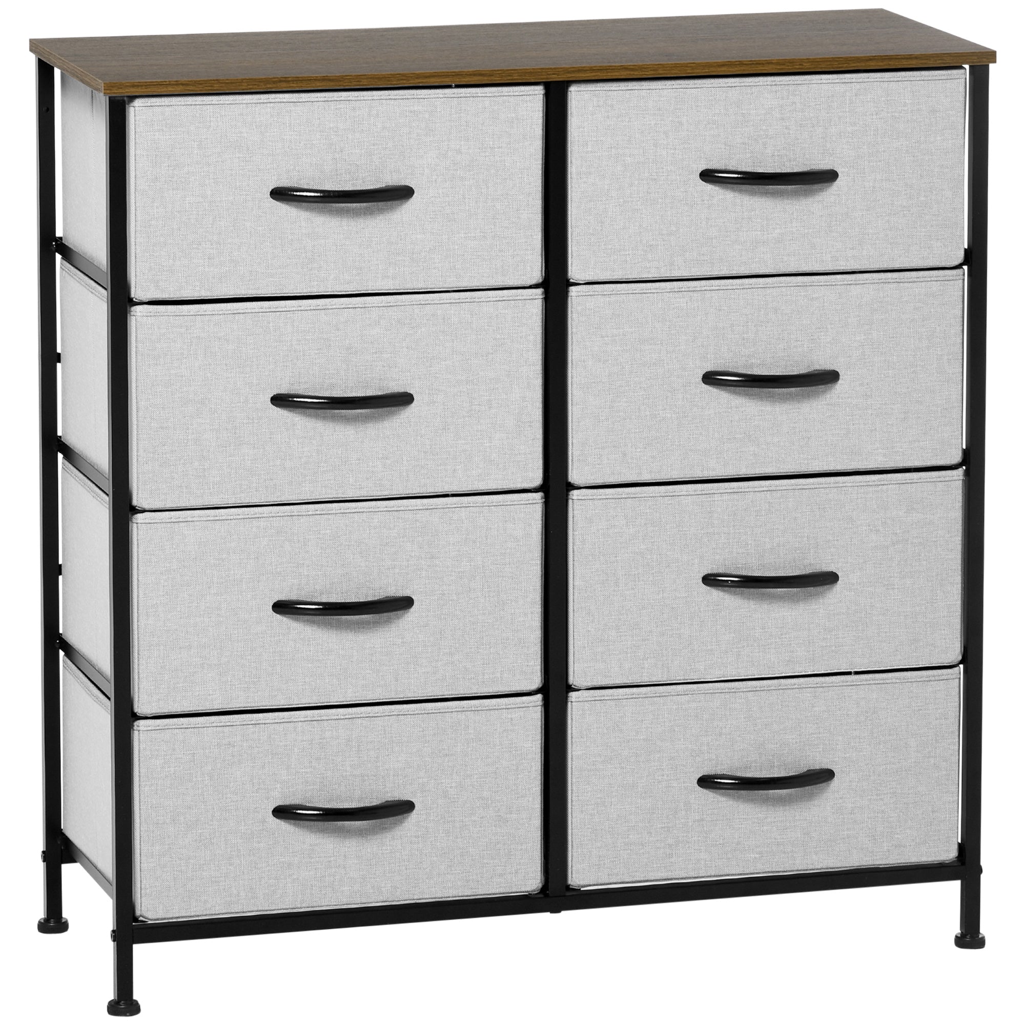 Logidon Ladenkast Dressoir Met 8 Stoffen Laden Grijs 80x30x81 cm