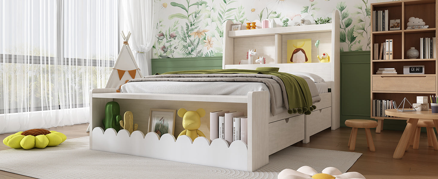 Logidon kinderbed 90x200 wit eiken opberglades