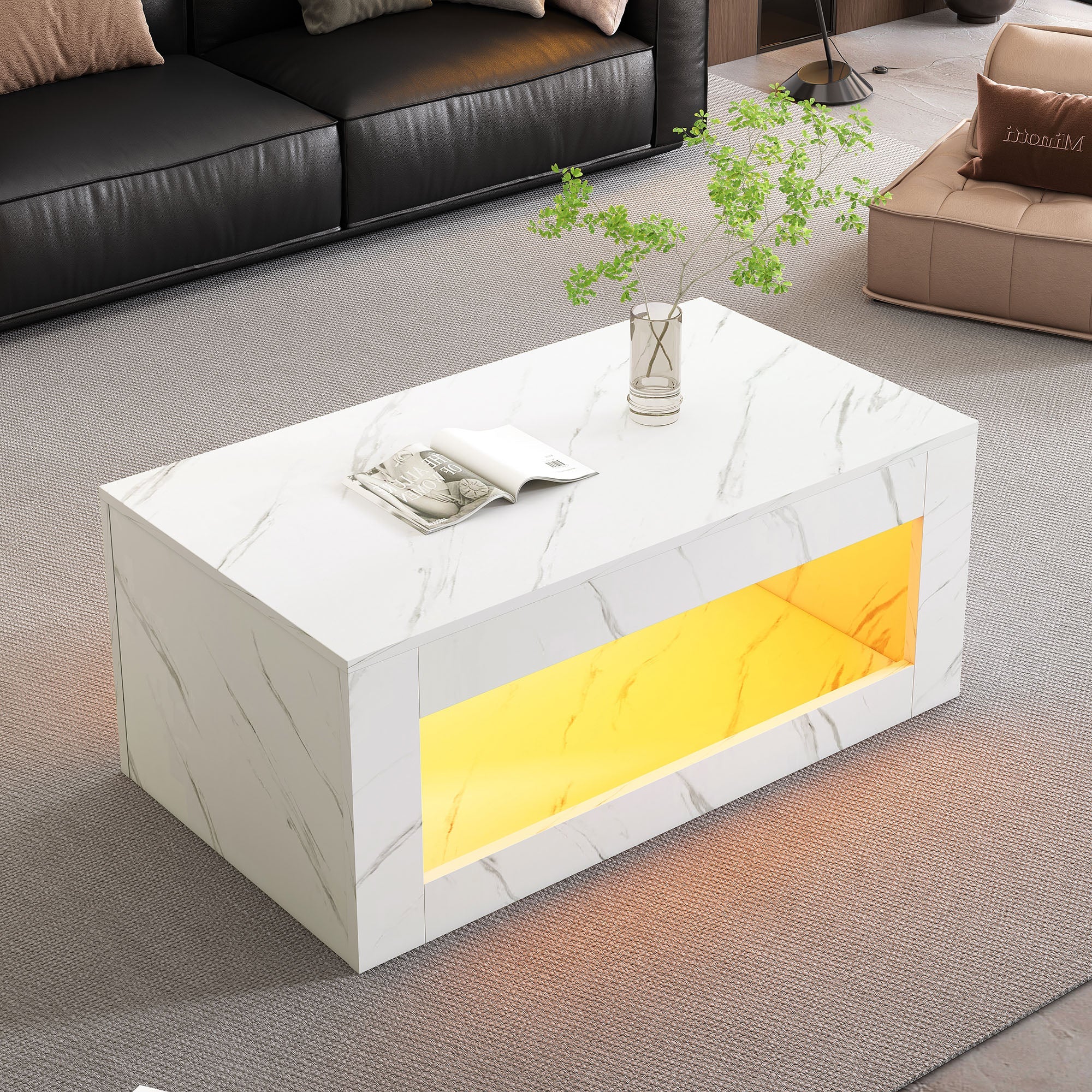 Logidon LED salontafel wit hoogglans marmer effect met afstandsbediening