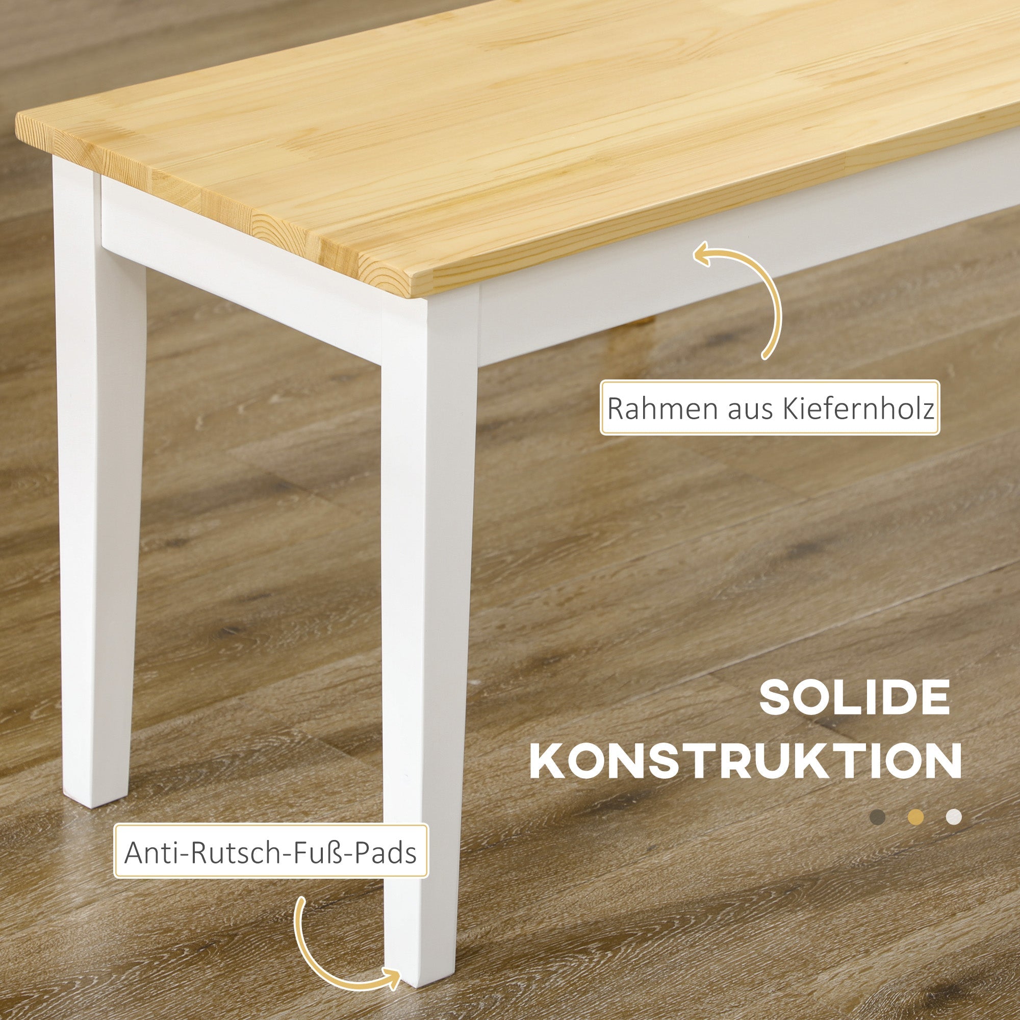Logidon bank 2-zits wit grenenhout 102x36x45 cm, 220 kg