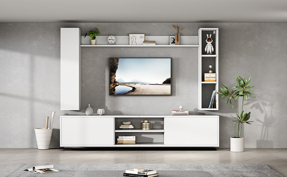 Logidon TV wandmeubel wit 180x35x33,5 cm compleet 4 delen
