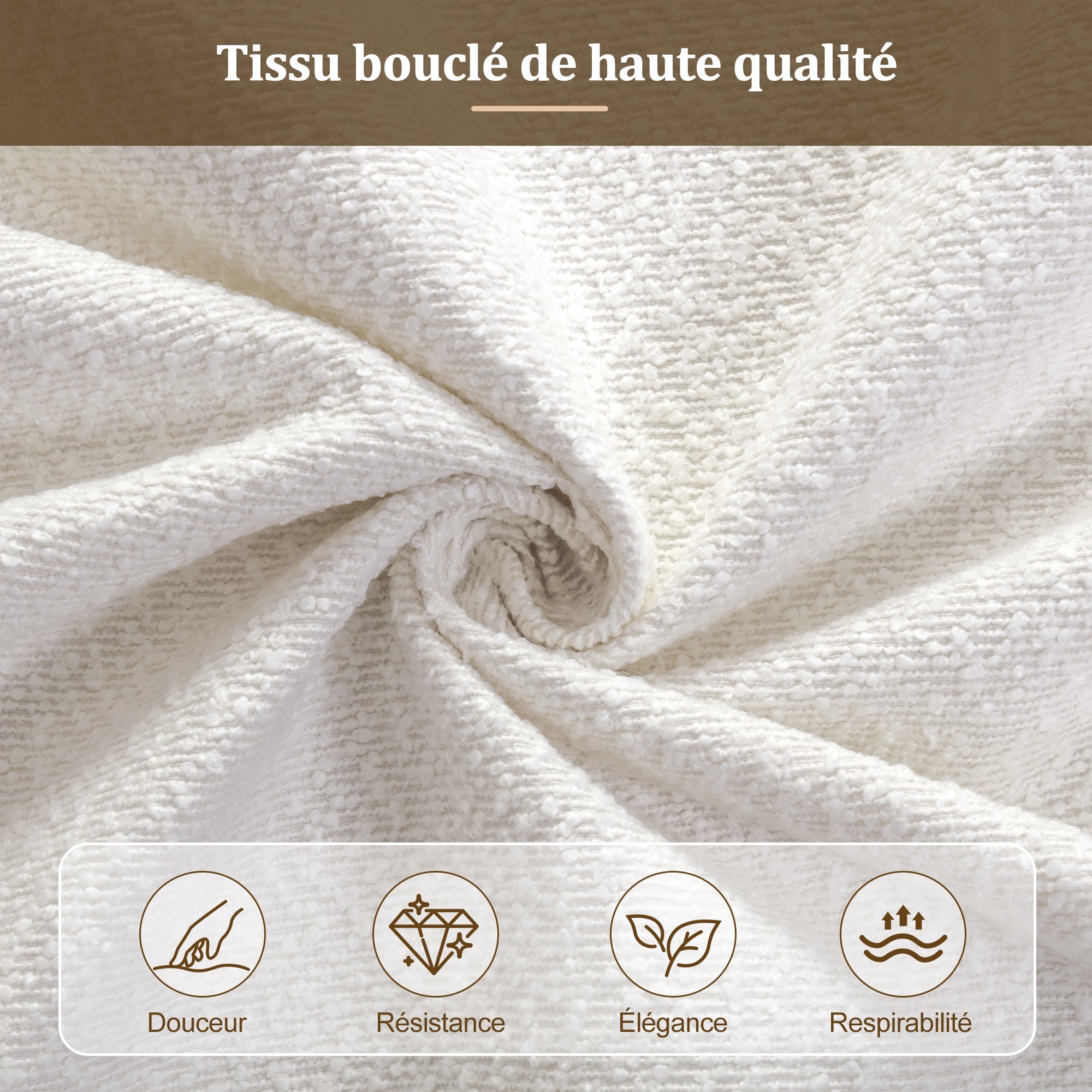 Logidon gestoffeerd bed 180x200 cm met opbergruimte en hydrauliek beige bouclé