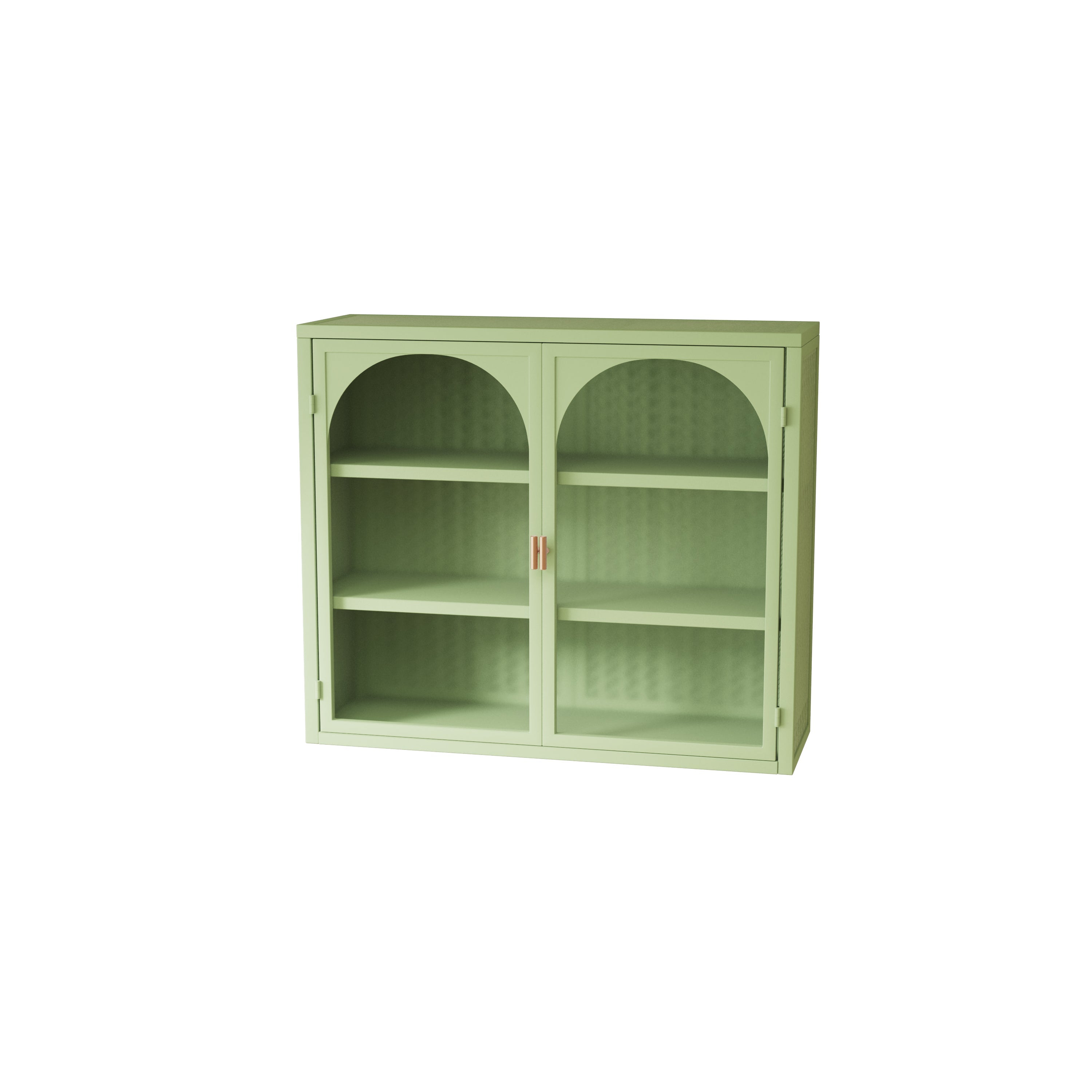 Logidon wanddoos 70 cm groene glazen deuren met drie opbergniveaus